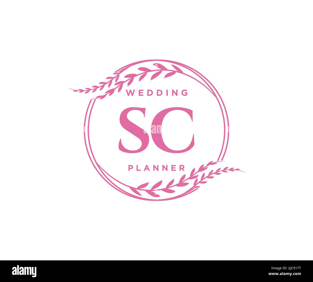 SC initiales lettre mariage monogramme collection de logos, dessin à la main moderne minimaliste et modèles floraux pour cartes d'invitation, Save the Date, élégant Illustration de Vecteur