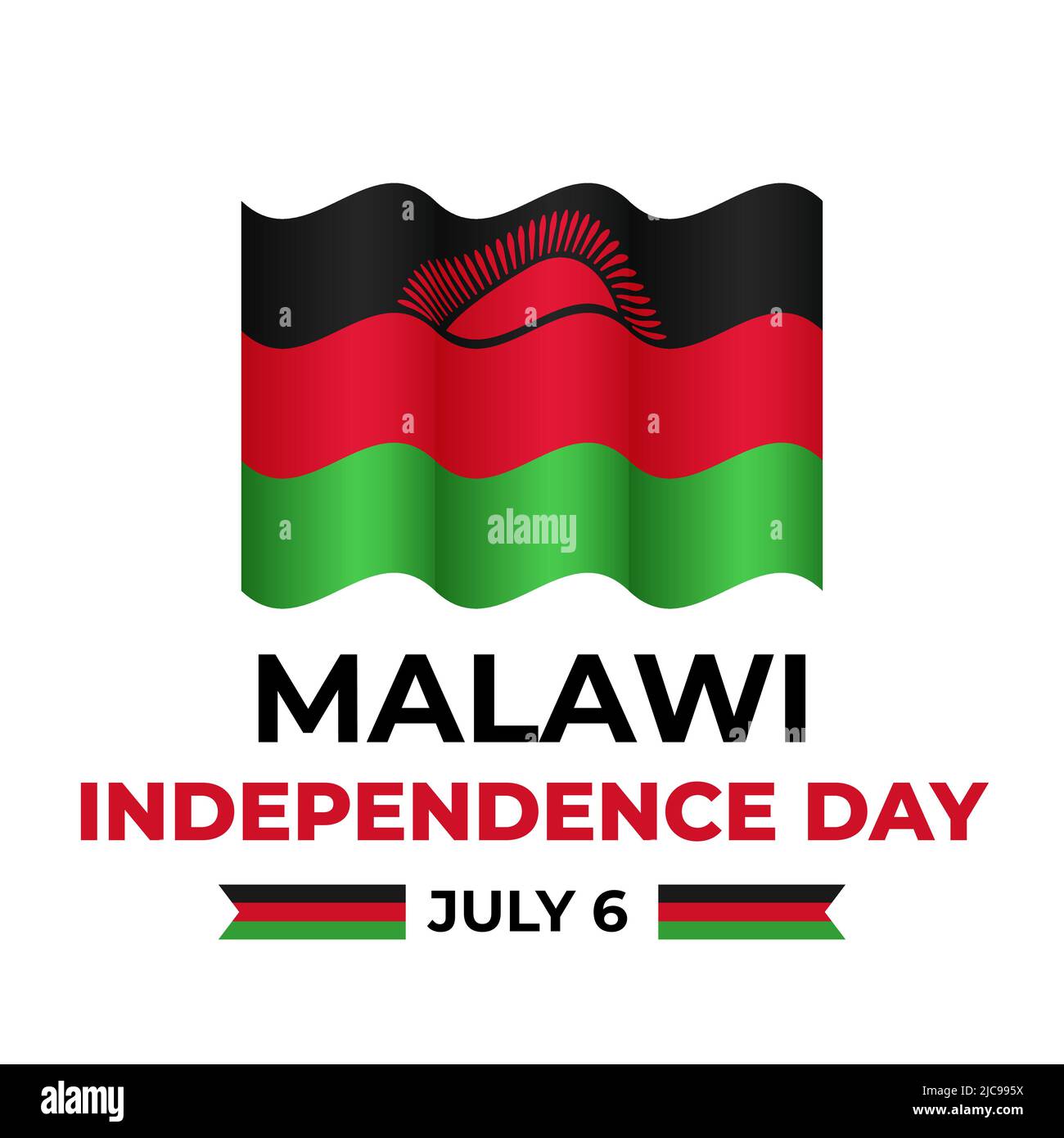 Lettre du Malawi Independence Day avec drapeau. Fête nationale sur 6 juillet. Modèle vectoriel facile à modifier pour les affiches typographiques, les bannières, les prospectus, Illustration de Vecteur