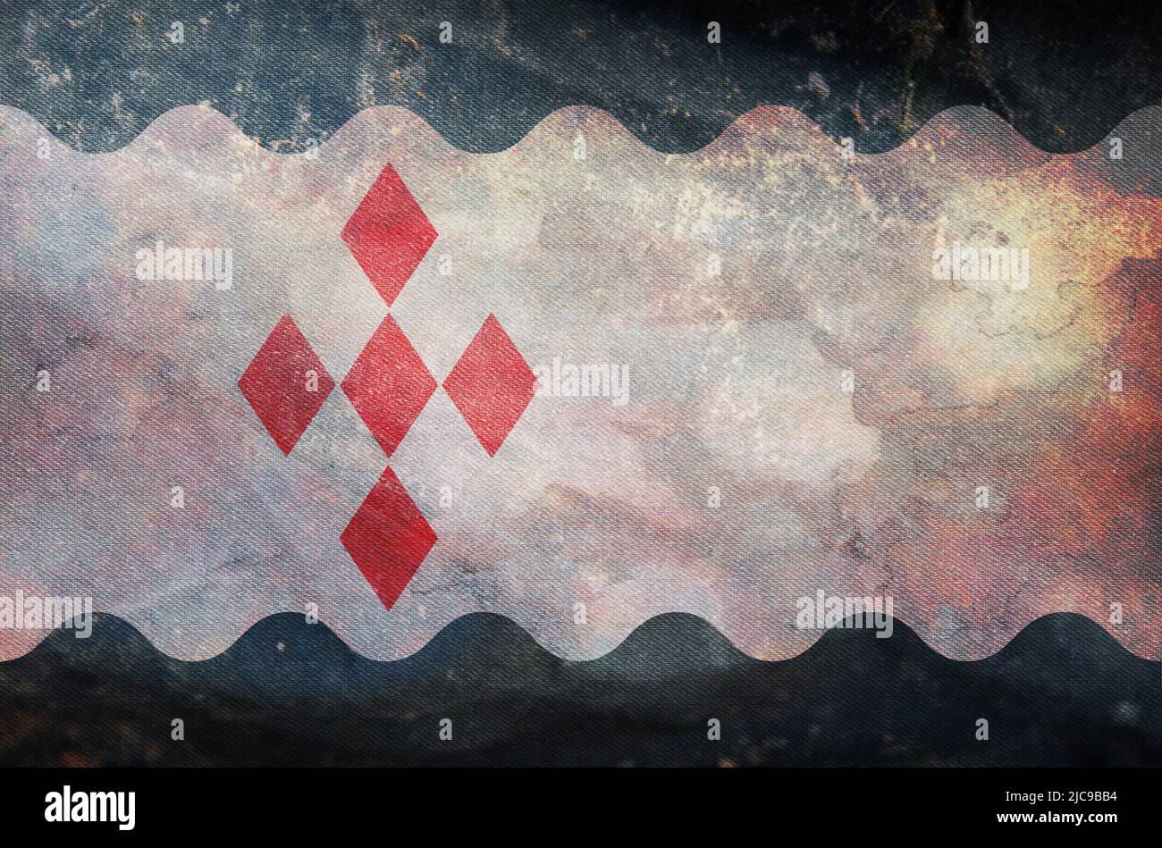 Vue de dessus du drapeau Peel en Maas, pays-Bas. Drapeau rétro avec texture grunge. Patriote néerlandais et concept de voyage. Pas de mât. Conception de plan, présentation. Drapeau Banque D'Images