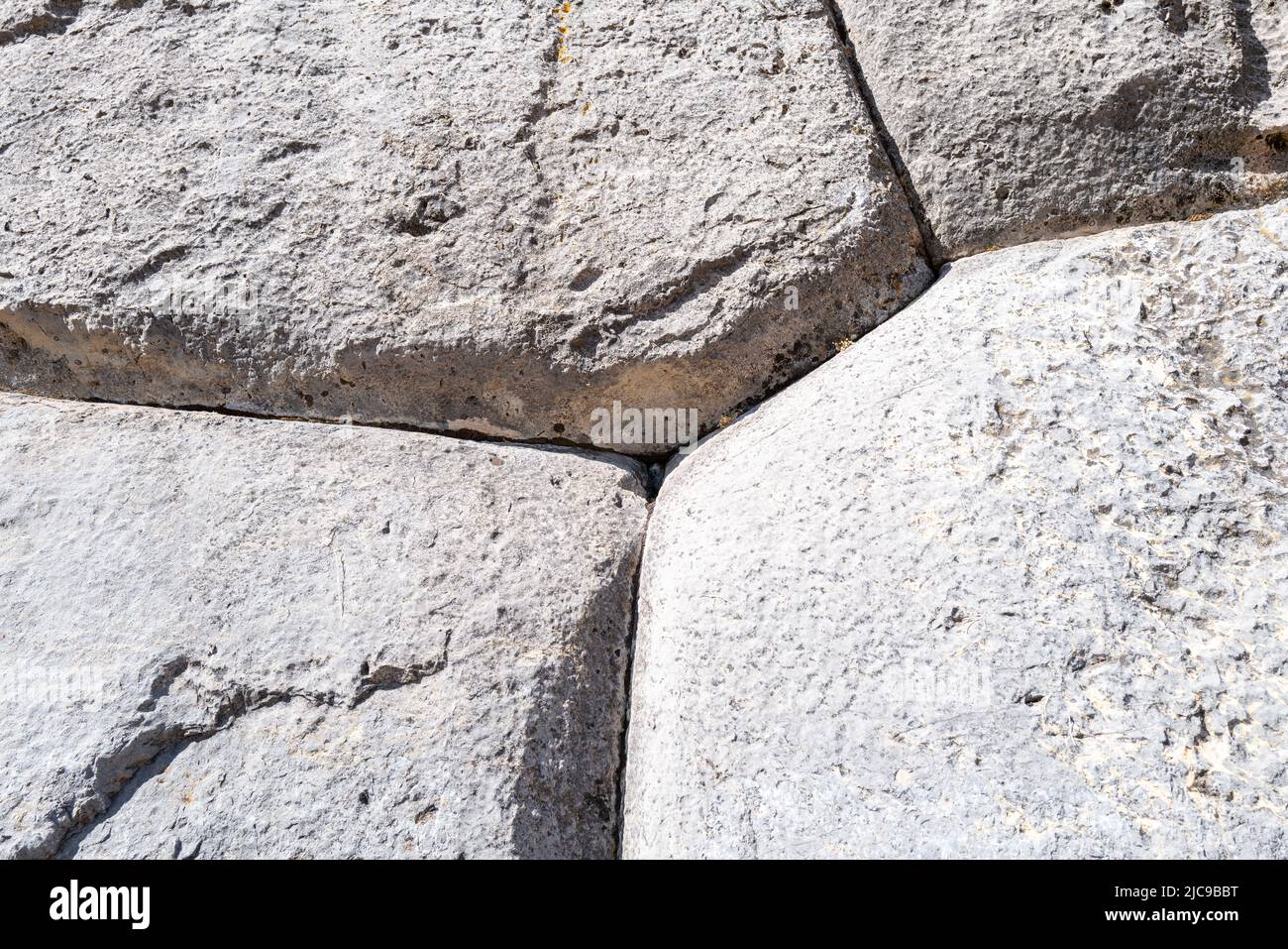 Gros plan des murs de Sacsayhuaman, démontrant la forme et l'ajustement parfaits de la maçonnerie antique d'Incas--Cusco (Cuzco) Pérou Banque D'Images
