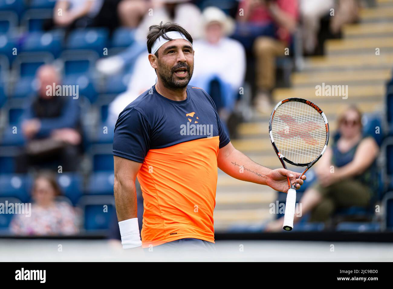 LONDRES, ROYAUME-UNI. 11 juin 2022. Greg Rusedski (GBR) et Sorana Cirstea (ROU) contre Marcos Baghdatis (CYP) et Petra Kvitova (ZCE) ont joué dans un match d'exposition pour célébrer son 40th anniversaire lors du Rothesay Classic Birmingham 2022 au Club du Prieuré d'Edgbaston samedi, 11 juin 2022 à LONDRES EN ANGLETERRE. Credit: Taka G Wu/Alay Live News Banque D'Images