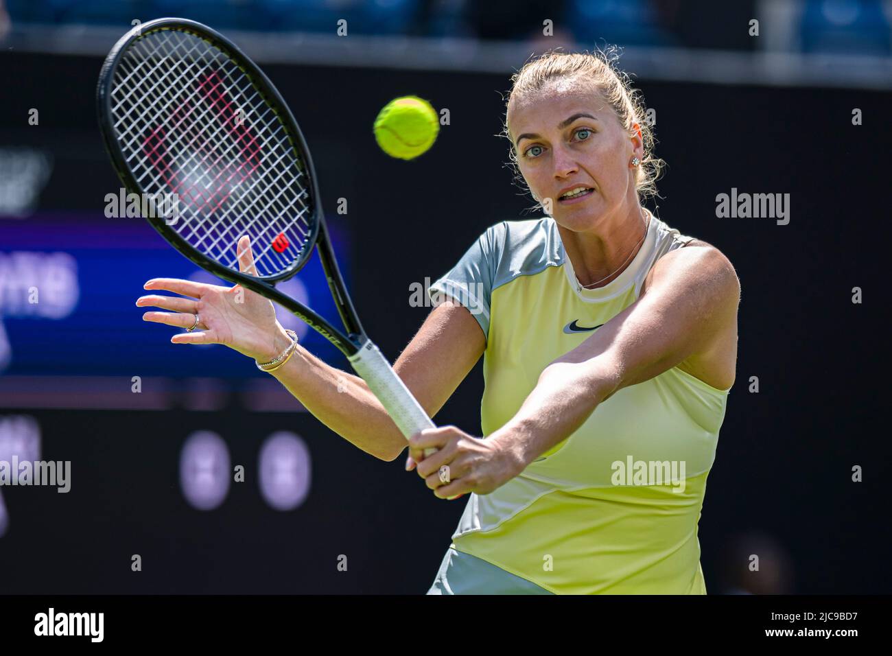 LONDRES, ROYAUME-UNI. 11 juin 2022. Greg Rusedski (GBR) et Sorana Cirstea (ROU) contre Marcos Baghdatis (CYP) et Petra Kvitova (ZCE) ont joué dans un match d'exposition pour célébrer son 40th anniversaire lors du Rothesay Classic Birmingham 2022 au Club du Prieuré d'Edgbaston samedi, 11 juin 2022 à LONDRES EN ANGLETERRE. Credit: Taka G Wu/Alay Live News Banque D'Images