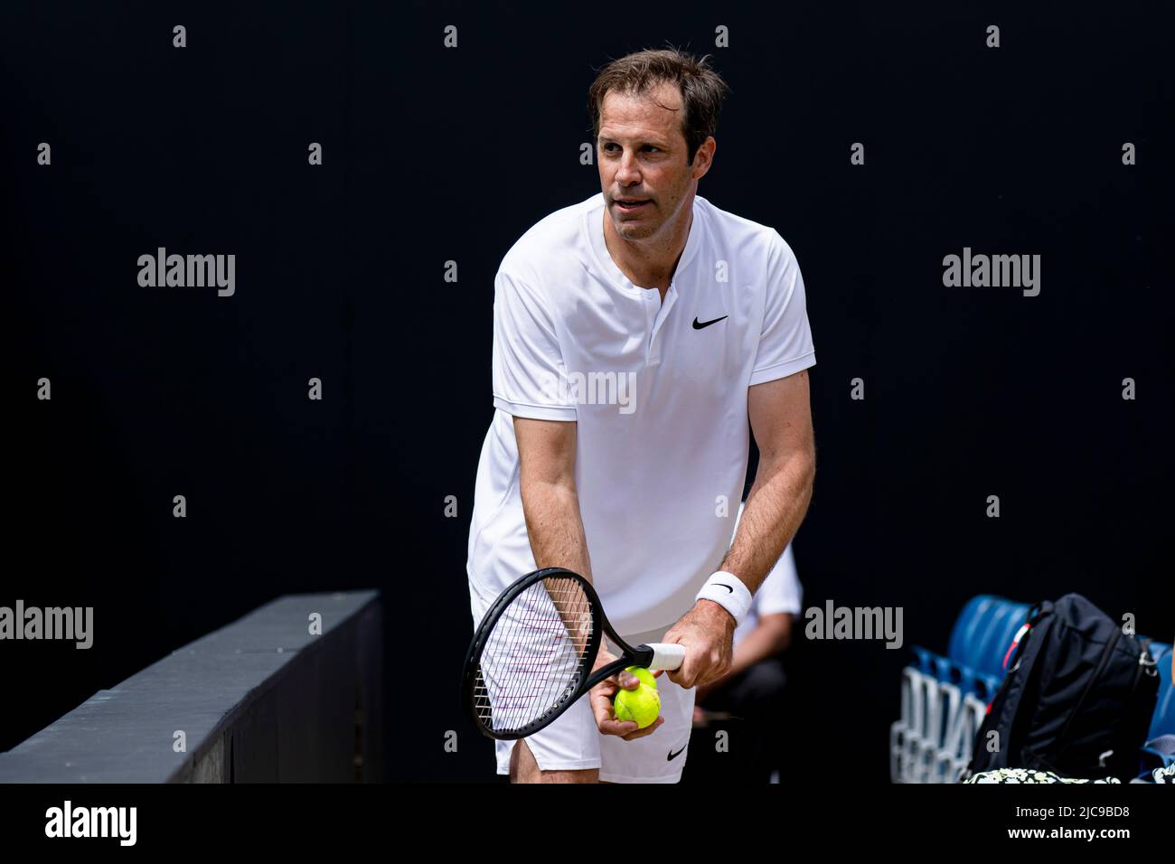 LONDRES, ROYAUME-UNI. 11 juin 2022. Greg Rusedski (GBR) et Sorana Cirstea (ROU) contre Marcos Baghdatis (CYP) et Petra Kvitova (ZCE) ont joué dans un match d'exposition pour célébrer son 40th anniversaire lors du Rothesay Classic Birmingham 2022 au Club du Prieuré d'Edgbaston samedi, 11 juin 2022 à LONDRES EN ANGLETERRE. Credit: Taka G Wu/Alay Live News Banque D'Images