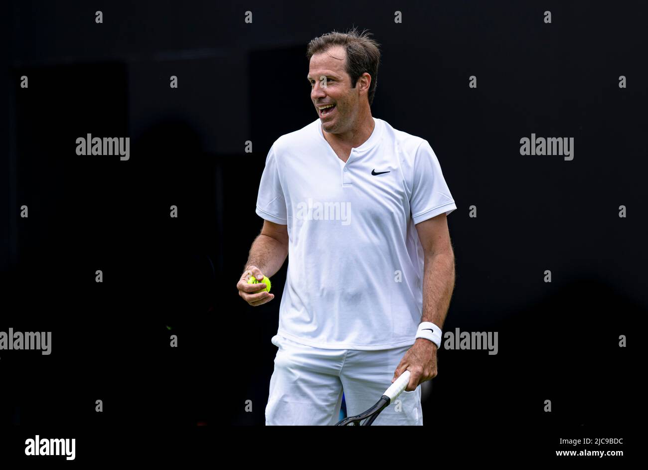 LONDRES, ROYAUME-UNI. 11 juin 2022. Greg Rusedski (GBR) et Sorana Cirstea (ROU) contre Marcos Baghdatis (CYP) et Petra Kvitova (ZCE) ont joué dans un match d'exposition pour célébrer son 40th anniversaire lors du Rothesay Classic Birmingham 2022 au Club du Prieuré d'Edgbaston samedi, 11 juin 2022 à LONDRES EN ANGLETERRE. Credit: Taka G Wu/Alay Live News Banque D'Images