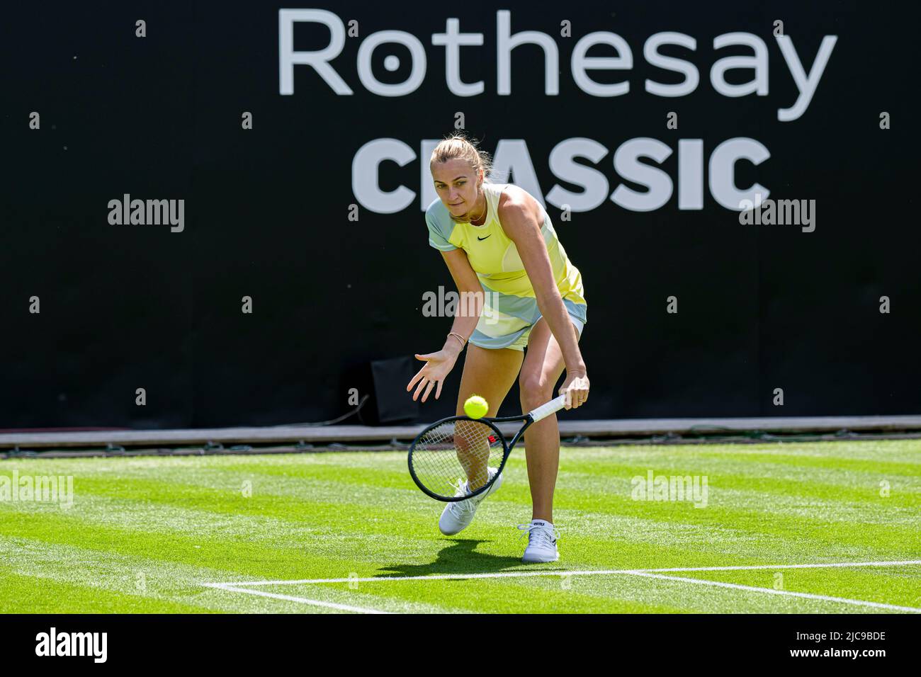 LONDRES, ROYAUME-UNI. 11 juin 2022. Greg Rusedski (GBR) et Sorana Cirstea (ROU) contre Marcos Baghdatis (CYP) et Petra Kvitova (ZCE) ont joué dans un match d'exposition pour célébrer son 40th anniversaire lors du Rothesay Classic Birmingham 2022 au Club du Prieuré d'Edgbaston samedi, 11 juin 2022 à LONDRES EN ANGLETERRE. Credit: Taka G Wu/Alay Live News Banque D'Images