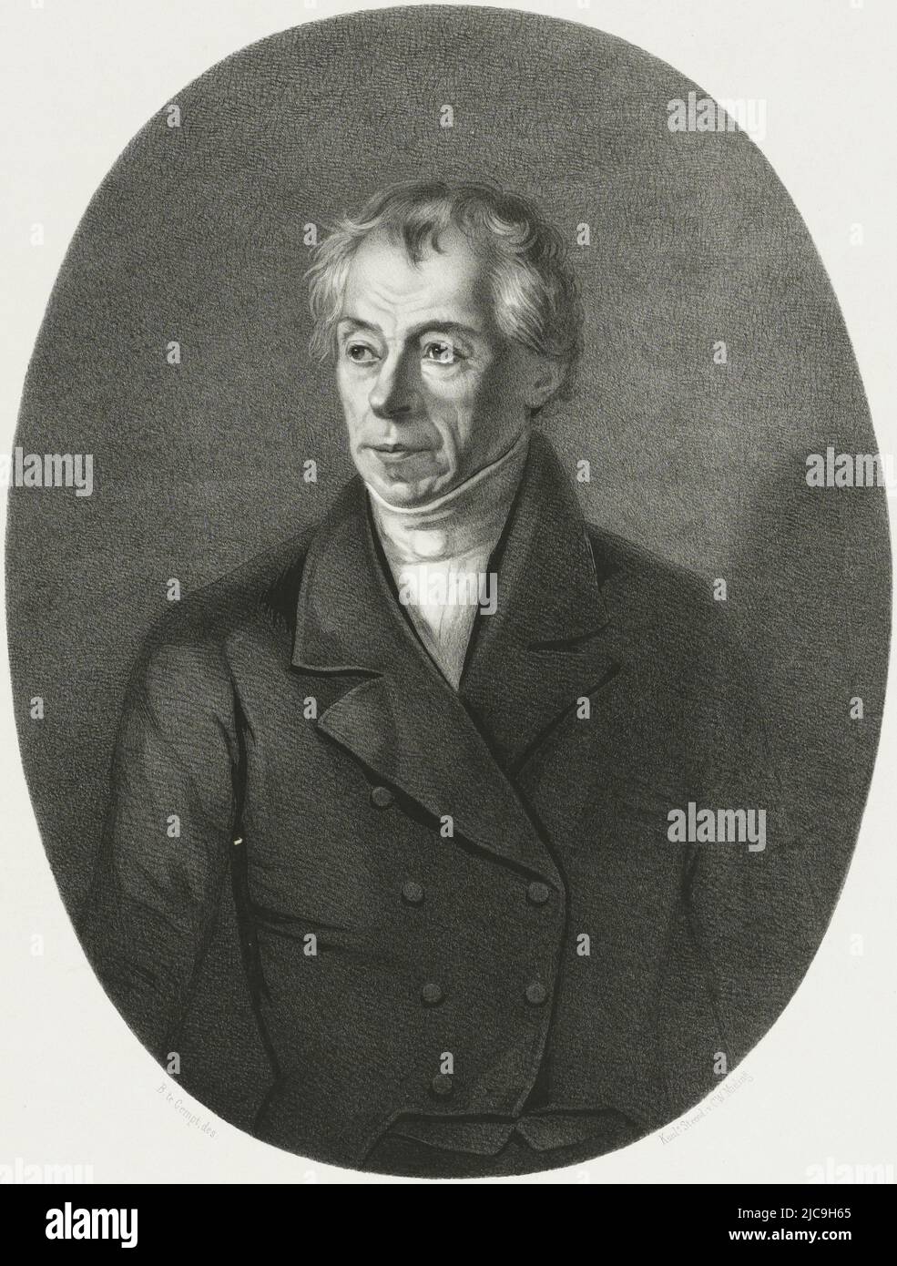 En dessous du portrait la signature de la personne représentée, Portrait de Bernhardt te Gempt, Imprimeur: Bernardus Theodorus van Loo, (mentionné sur l'objet), Bernard te Gempt, (mentionné sur l'objet), Imprimeur: Koninklijke Nederlandse Steendrukkerij van C.W. Mieling, (mentionné sur l'objet), 1836 - 1892, papier, h 480 mm × l 380 mm Banque D'Images