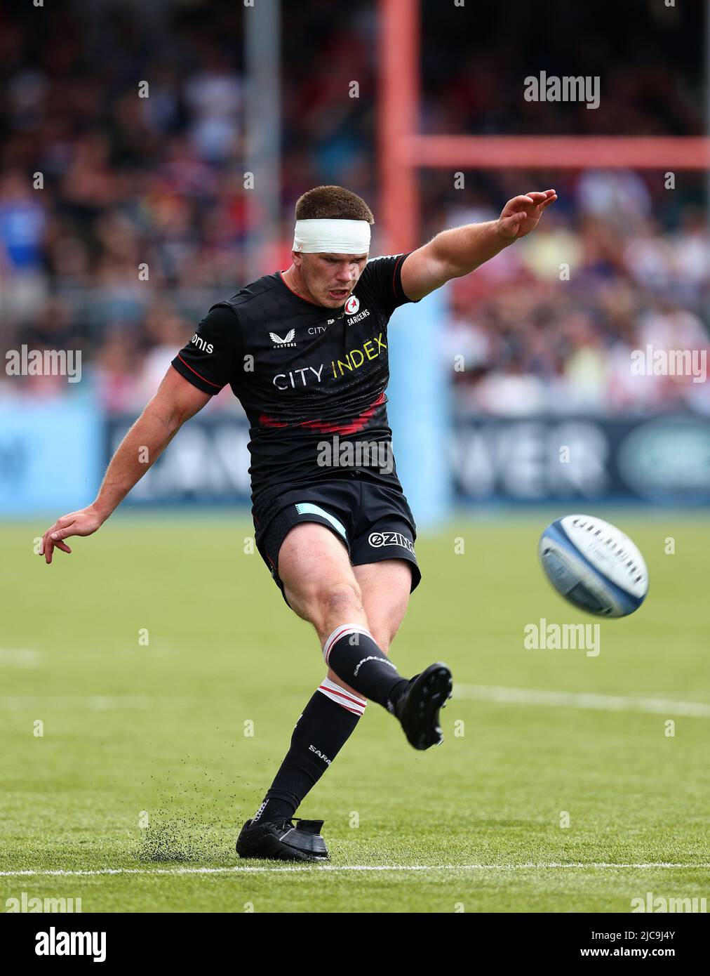 Londres, Royaume-Uni, 11th juin 2022. Owen Farrell, de Saracens, marquant la dernière conversion lors du match Gallagher Premiership au stade StoneX, à Londres. Le crédit photo devrait se lire: David Klein / Sportimage Banque D'Images