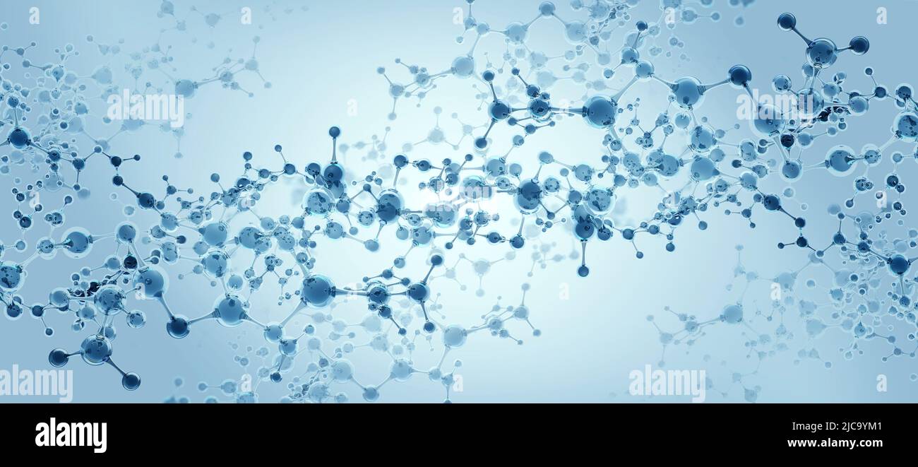 Structure moléculaire. Illustration de la cellule en cristal 3D. Nanotechnologie de haute qualité, expérience scientifique, médicale Banque D'Images