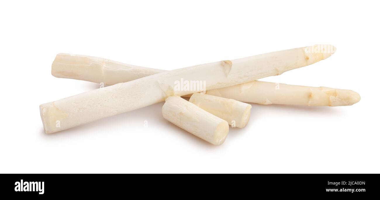 chemin d'asperge blanche isolé sur blanc Banque D'Images