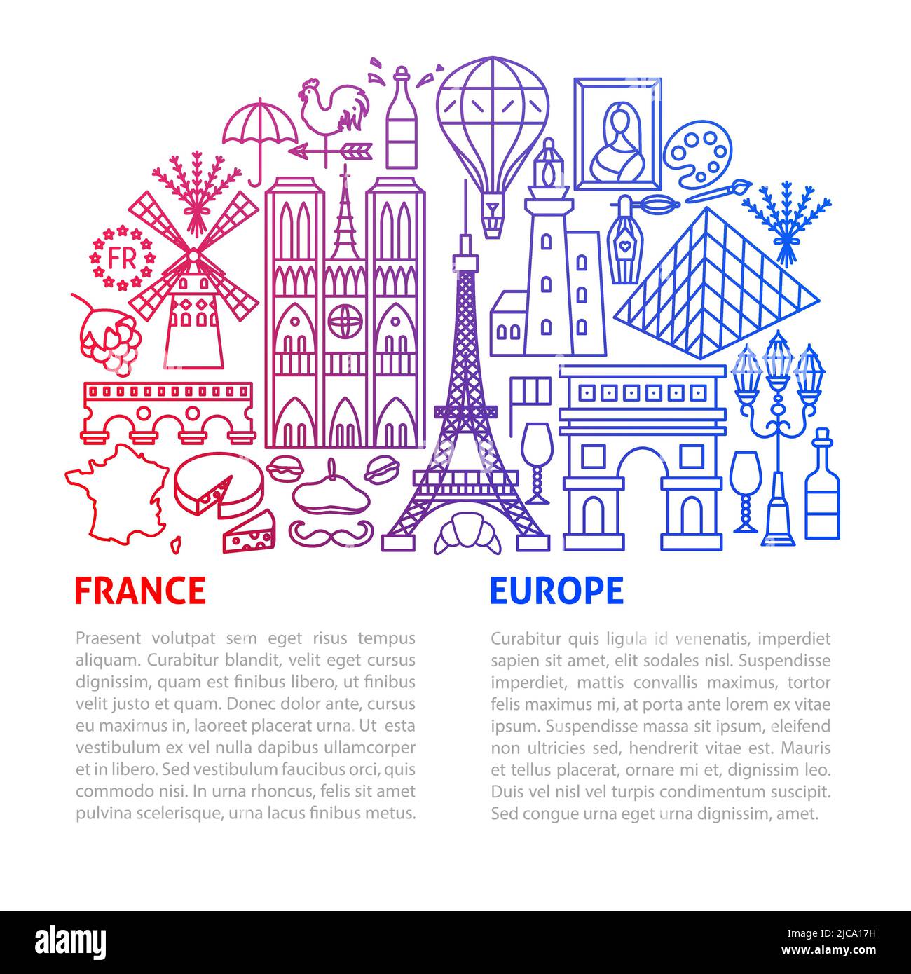 Modèle de ligne France Europe Illustration de Vecteur