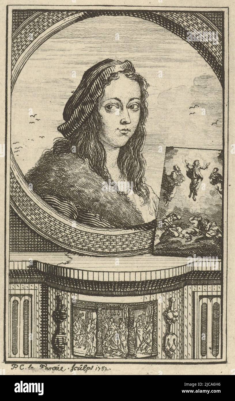 Portrait de l'artiste italien Raphaël, Portrait de Raphaël Portraits d'artistes italiens , imprimerie: Isaac Lodewijk la Fargue van Nieuwland, (mentionné sur l'objet), 1752, papier, gravure, h 87 mm - l 58 mm Banque D'Images