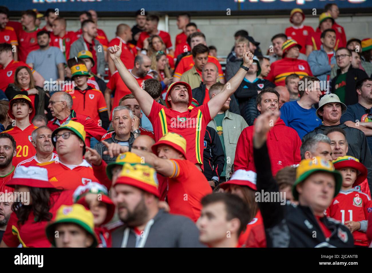 CARDIFF, ROYAUME-UNI. 11th juin 2022. Le pays de Galles est fan de l'UEFA Nations League entre le pays de Galles et la Belgique au Cardiff City Stadium. (Photo par crédit : Andrew Dowling/Alay Live News Banque D'Images