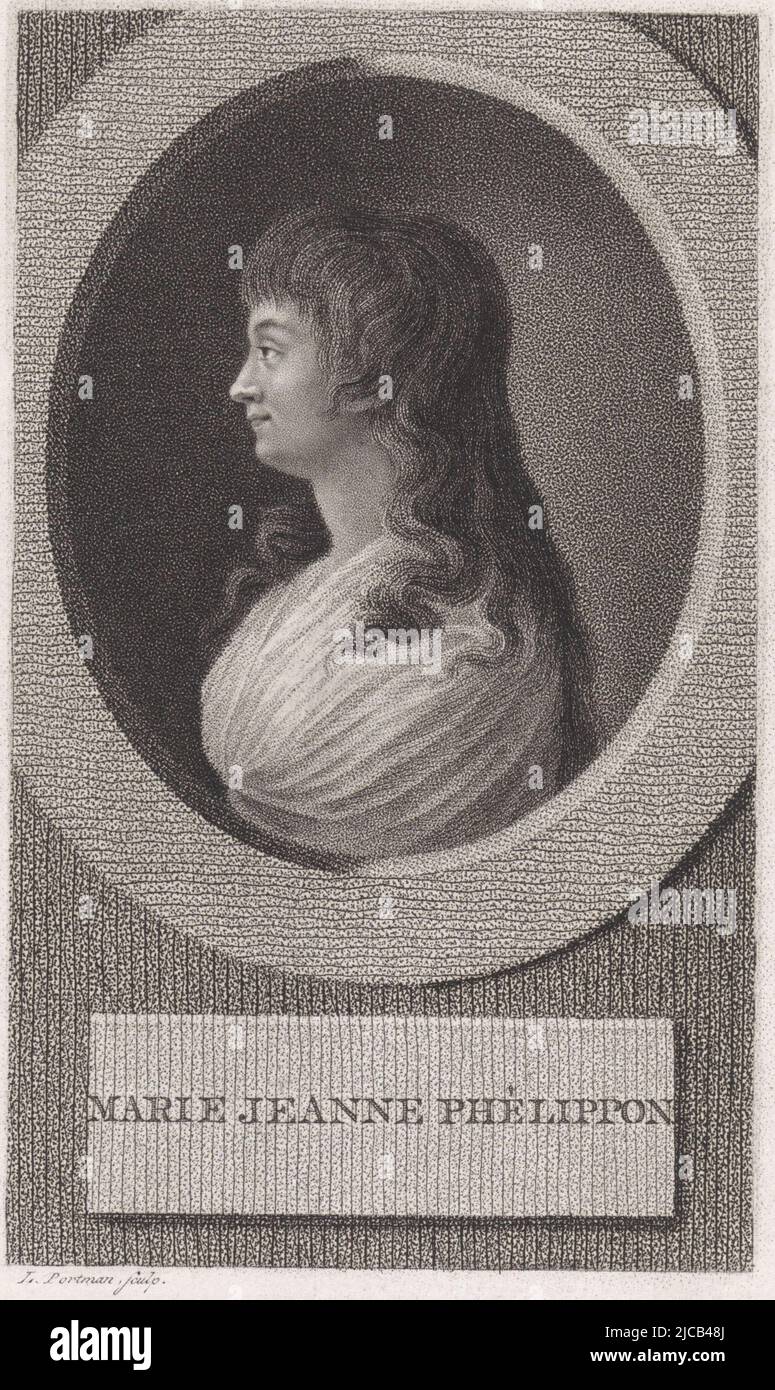 Portrait de l'écrivain française Marie Jeanne Philippon madame Roland, imprimerie: Ludwig Gottlieb Portman, (mentionné sur l'objet), Amsterdam, 1804, papier, h 247 mm × l 149 mm Banque D'Images