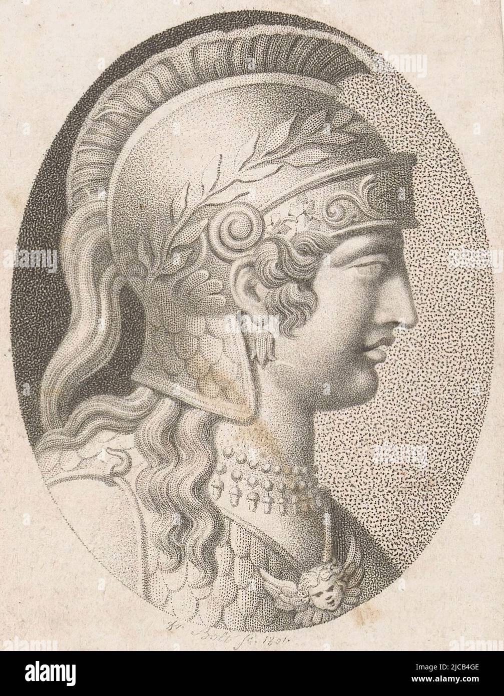 Femme avec un casque antique, peut-être un portrait de Jeanne d'Arc, imprimeur: Johann Friedrich Bolt, (mentionné sur l'objet), Berlin, 1801, papier, h 131 mm - l 80 mm Banque D'Images