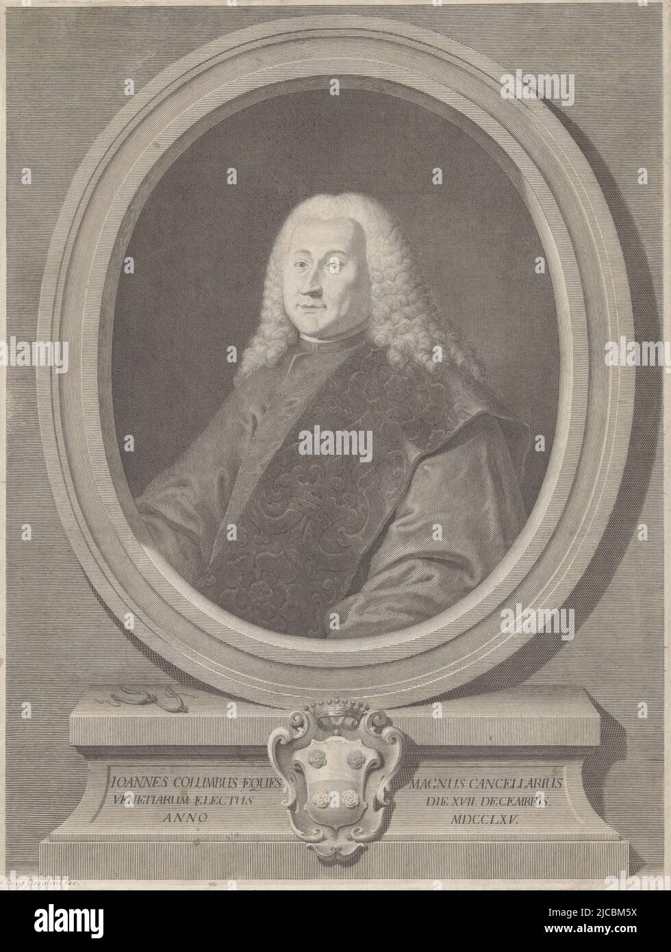 Portrait de Giovanni Colombo, chancelier de Venise, imprimeur: Carlo Orsolini, (mentionné sur l'objet), après: Alessandro Longhi, Italie, 1765 - 1780, papier, gravure, h 420 mm × l 319 mm Banque D'Images