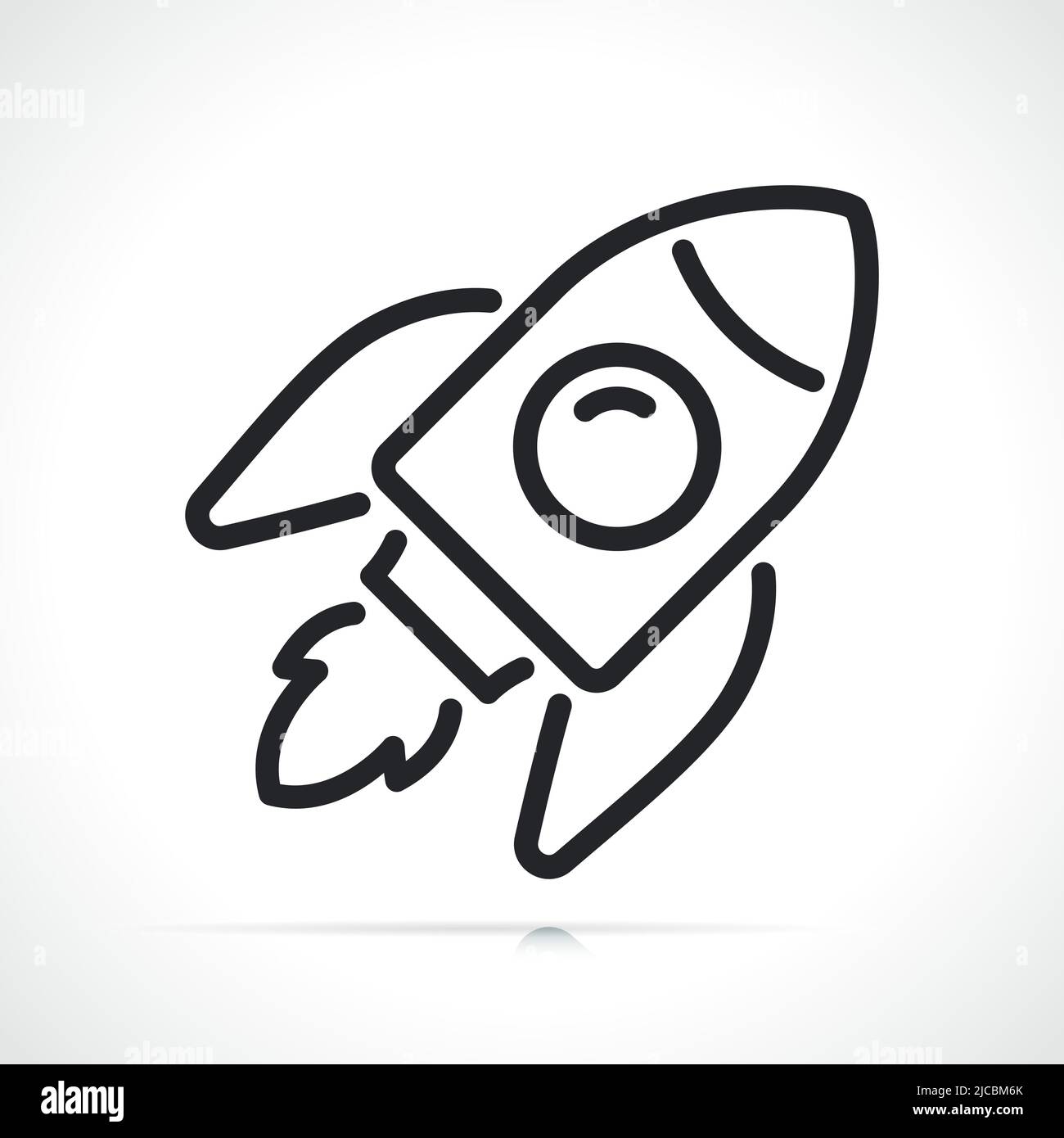 icône de ligne mince de vaisseau spatial ou de fusée Illustration de Vecteur