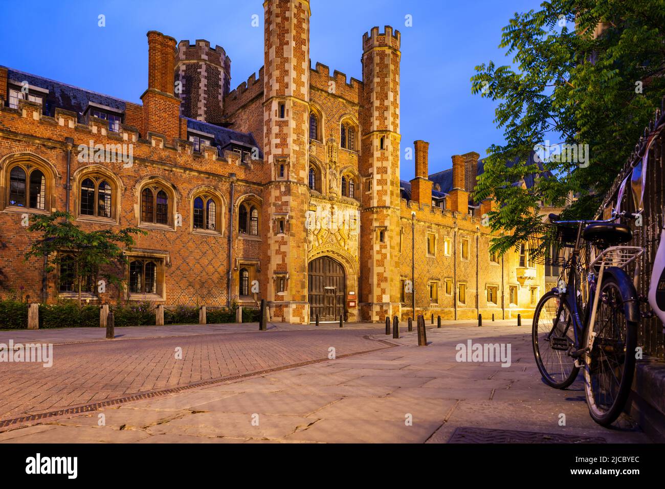 Dawn au St John's College de Cambridge, Angleterre. Banque D'Images