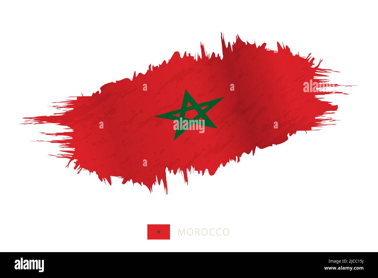 Drapeau brushStroke peint du Maroc avec effet de tissage. Indicateur vectoriel. Illustration de Vecteur