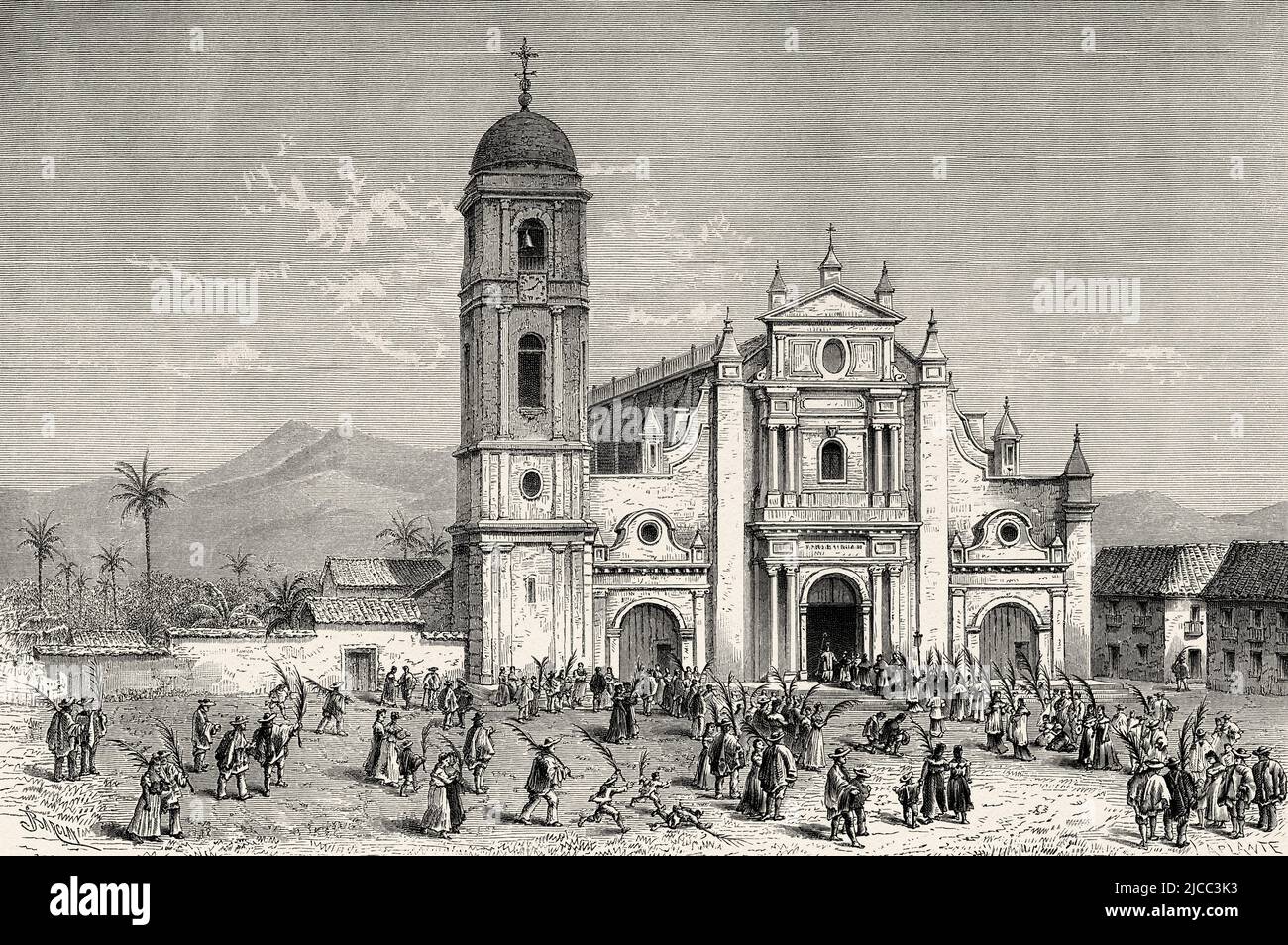 La cathédrale métropolitaine de San Pedro Apóstol ou la cathédrale métropolitaine de Cali est une église de culte catholique dédiée à Saint Pierre l'Apôtre. La cathédrale est le temple principal de l'archidiocèse de Cali, siège de l'archevêque. Département de la vallée de Cauca. Colombie. Amérique du Sud. Voyage à travers l'Amérique équinotiale 1875-1876 par Edward François Andre. Le Tour du monde 1879 Banque D'Images La cathédrale métropolitaine de San Pedro Apóstol ou la cathédrale métropolitaine de Cali est une église de culte catholique dédiée à Saint Pierre l'Apôtre. La cathédrale est le temple principal de l'archidiocèse de Cali, siège de l'archevêque. Département de la vallée de Cauca. Colombie. Amérique du Sud. Voyage à travers l'Amérique équinotiale 1875-1876 par Edward François Andre. Le Tour du monde 1879 Banque D'Images