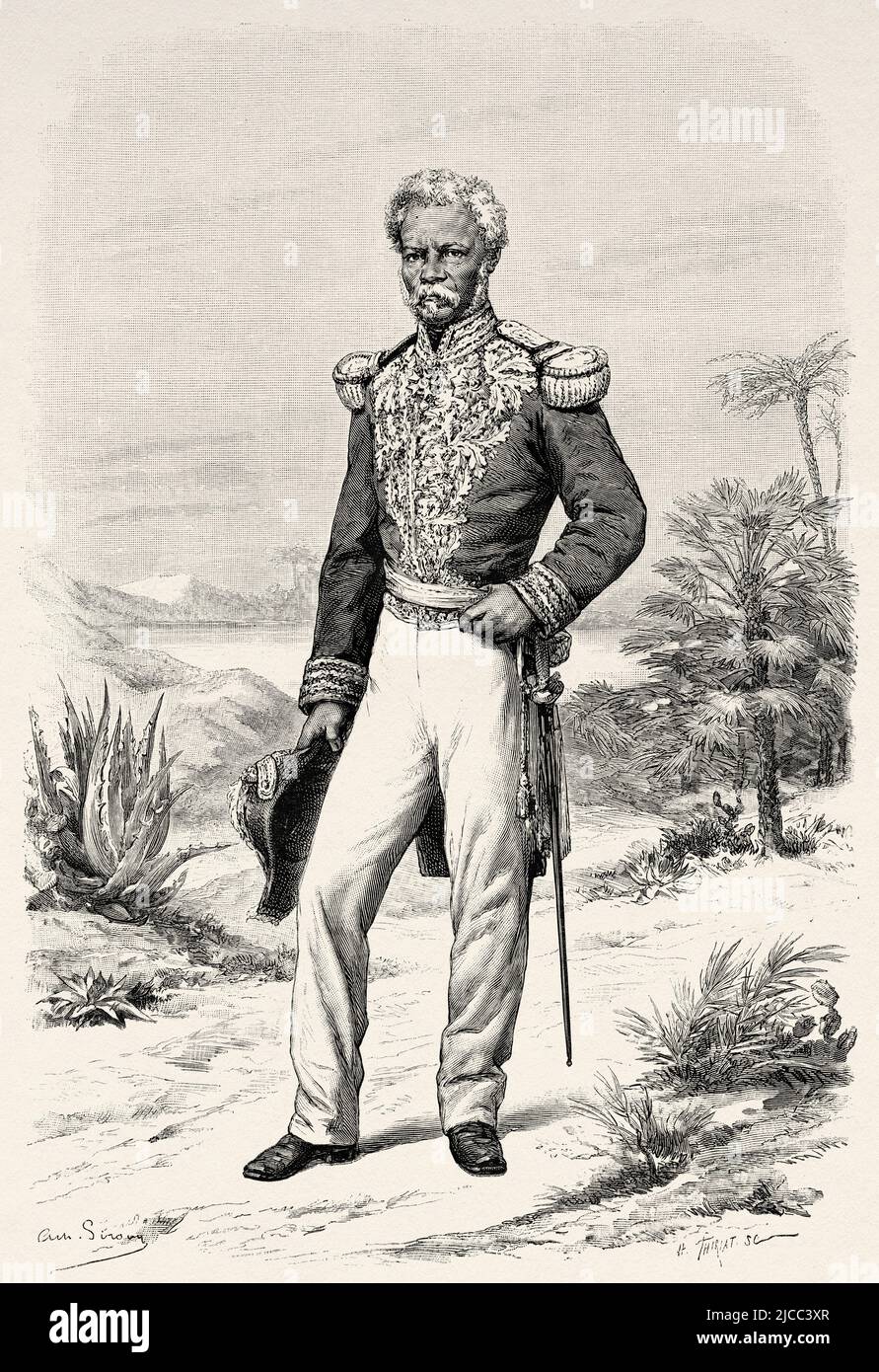 Jean-Nicolas Nissage Saget (1810-1880) succède à Sylvain Salnave en tant que président d'Haïti en 1869, en arrivant au pouvoir par un coup d'État, Haïti. Caraïbes, Amérique centrale. Haïti par Edgar la Selve 1871. Le Tour du monde 1879 Banque D'Images