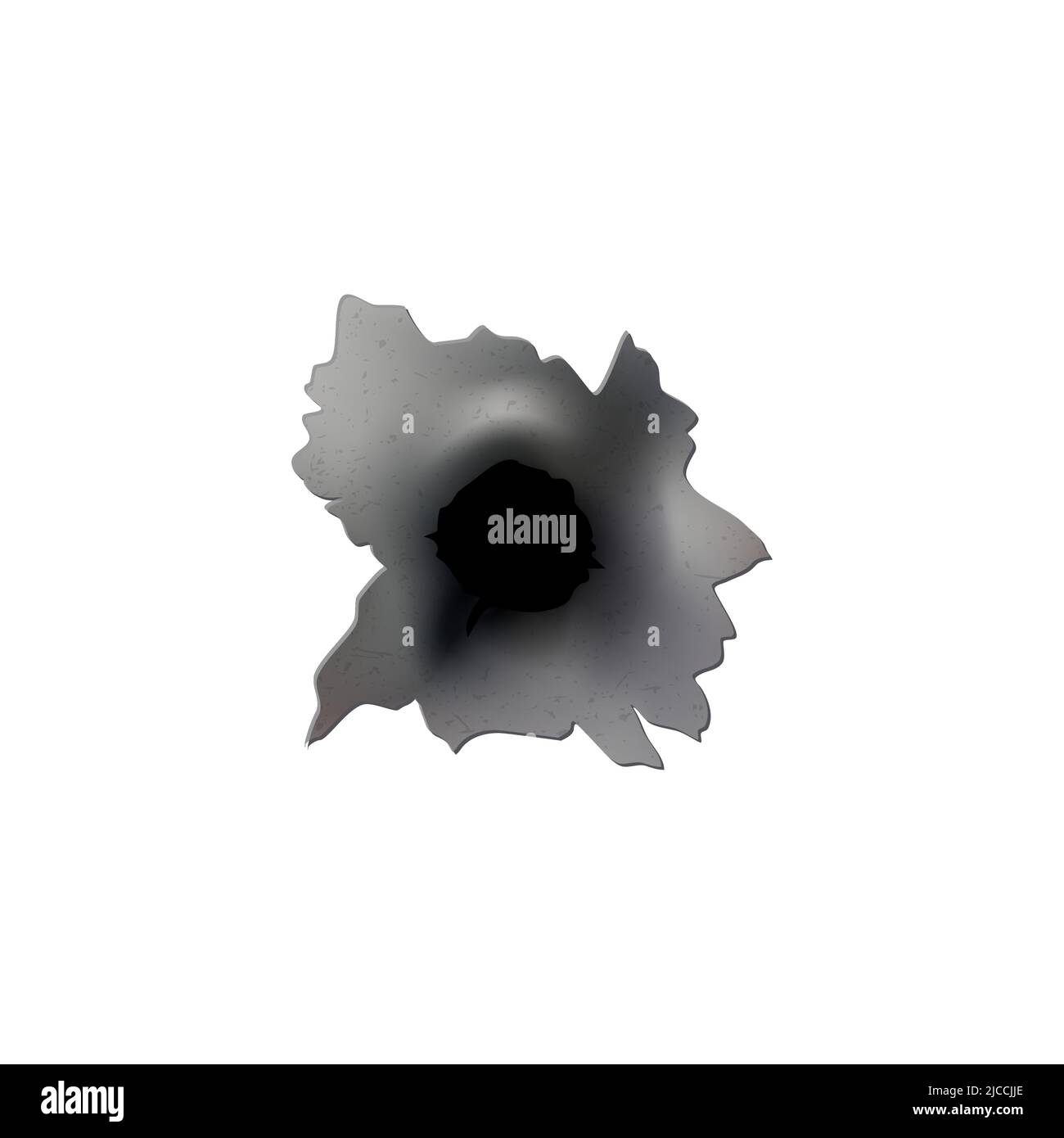 Trous de balle de pistolet ou de pistolet. Photographiez en métal à trou simple ou double. Dommages et fissures sur la surface. Vecteur isolé en arrière-plan Illustration de Vecteur