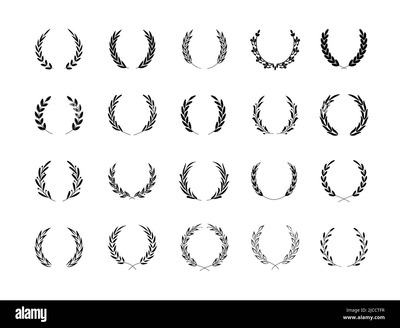 Couronne d'olive. Prix circulaire et logo trophée avec éléments décoratifs fleuristes décoratifs, diplôme et silhouette certificat. Vecteur victoire et gagnant Illustration de Vecteur