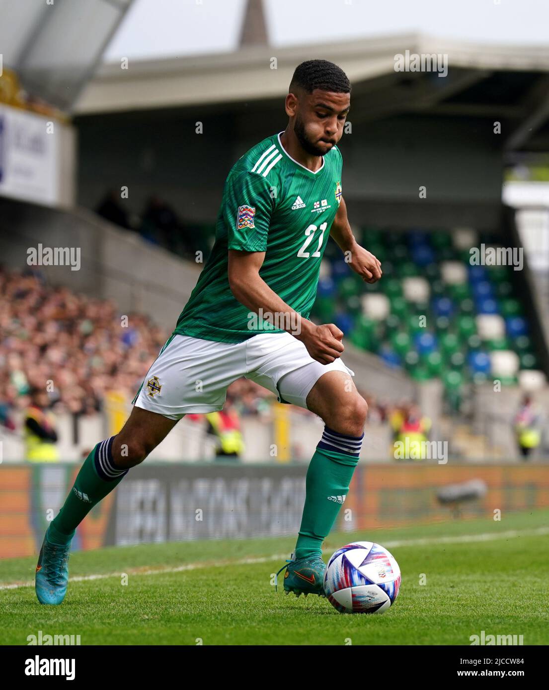 IrelandÕs Brodie Spencer du Nord pendant le match de l'UEFA Nations League à Windsor Park, Belfast. Date de la photo: Dimanche 12 juin 2022. Banque D'Images