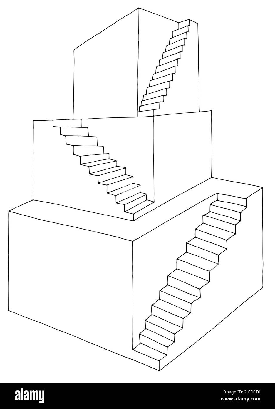 Chemin vers le haut escalier graphique escalier schéma noir blanc isolé esquisse vecteur d'illustration Illustration de Vecteur