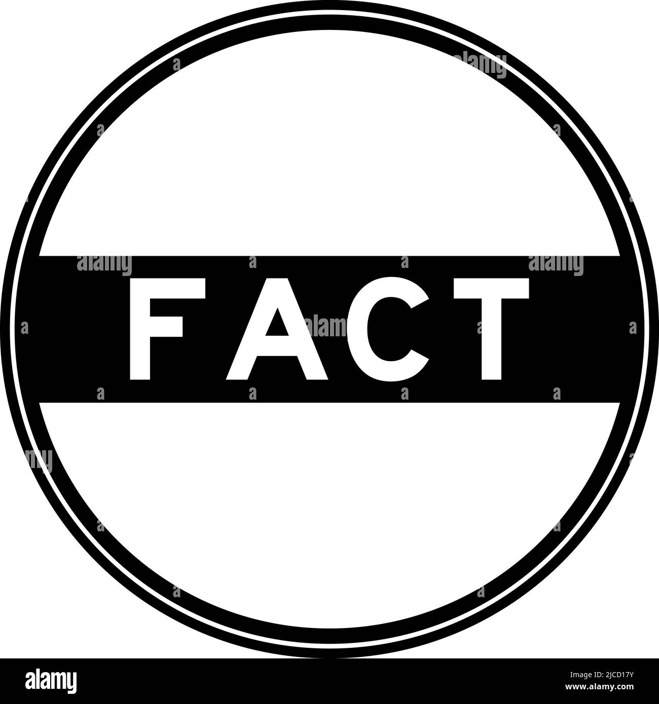 Autocollant rond de couleur noire en forme de mot Fact sur fond blanc Illustration de Vecteur