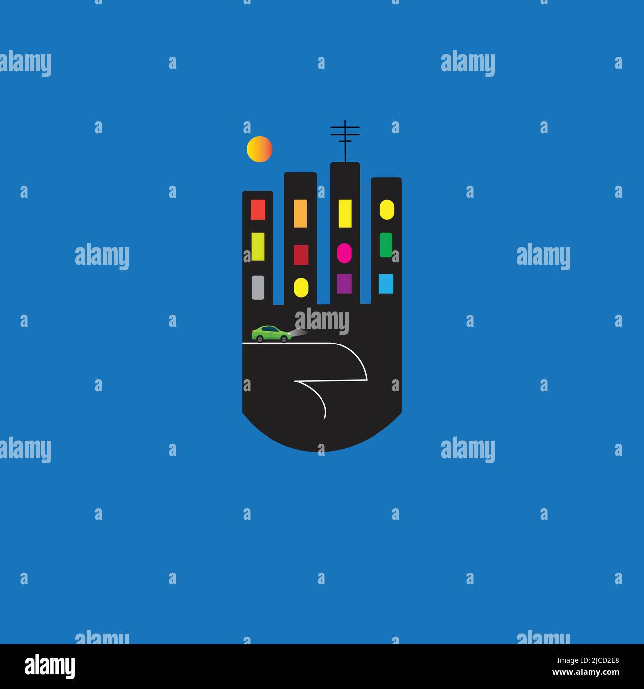 Symbole d'une main avec quatre doigts comme blocs de méplats Illustration de Vecteur