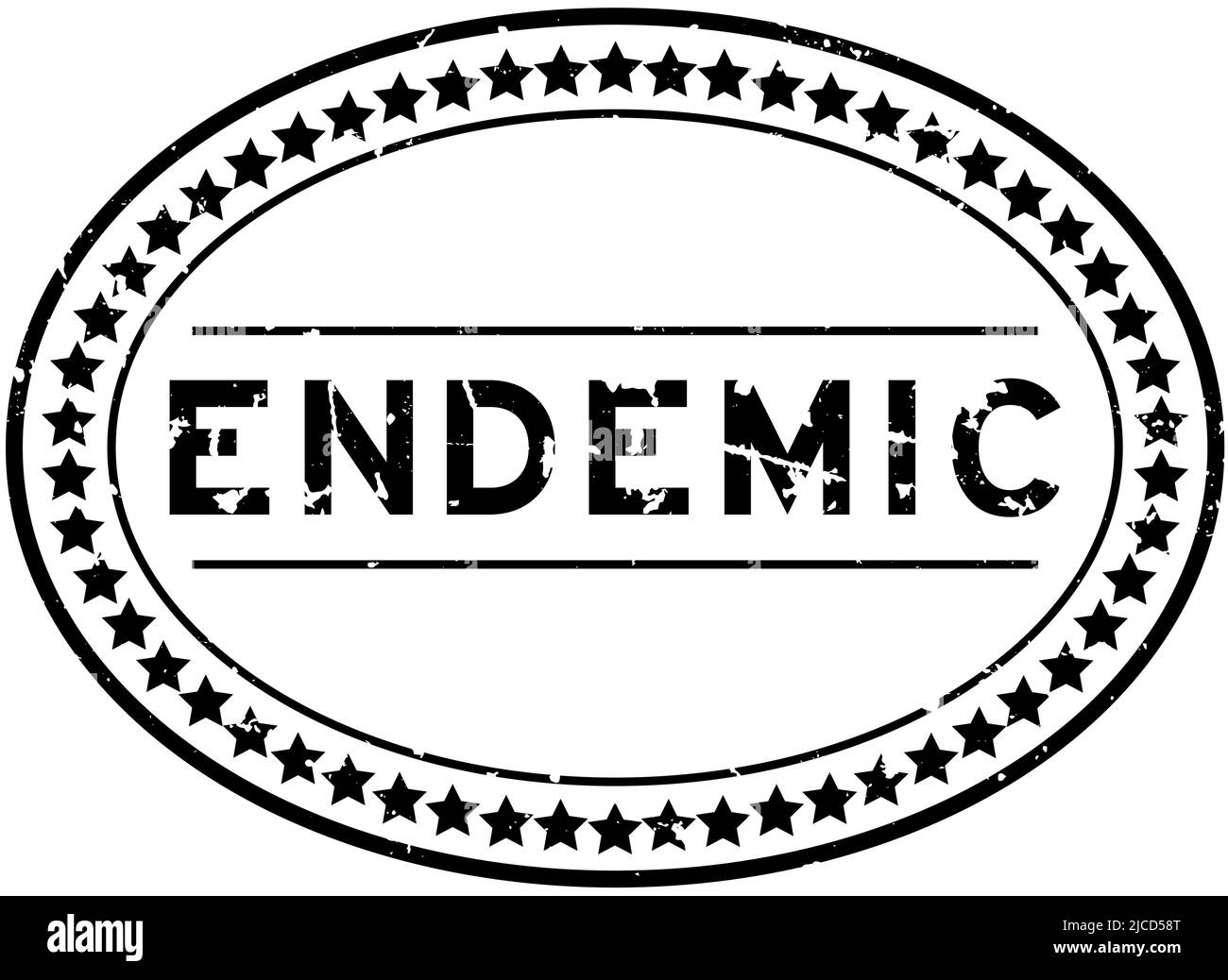 Grunge noir mot endémique ovale joint en caoutchouc timbre sur fond blanc Illustration de Vecteur