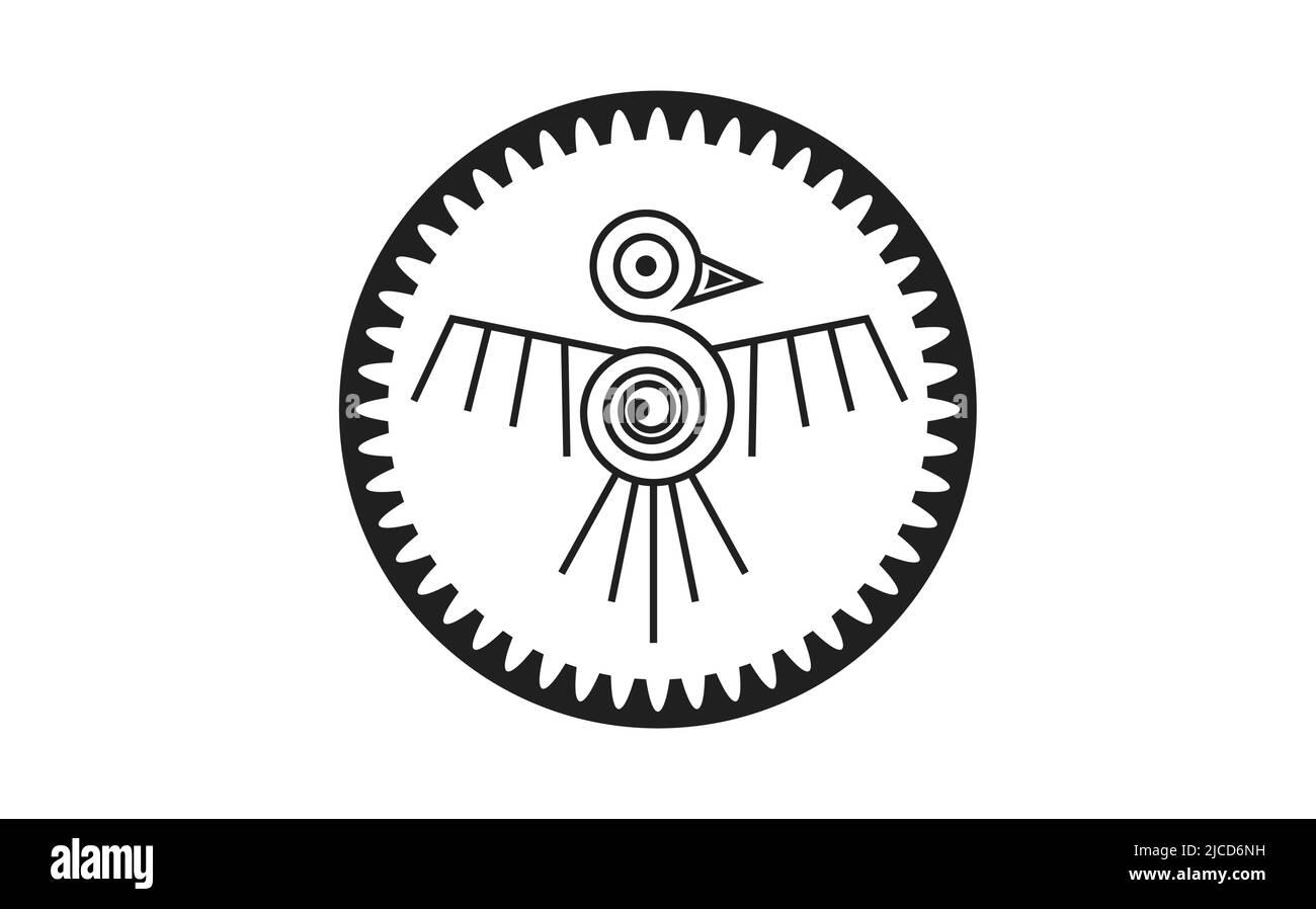Symbole Aztec ancien isolé de religion. Vector Maya fantastique animal icône rétro. Totem de la culture américaine, mascotte ethnique tribale avec tête d'oiseau. MEX Illustration de Vecteur