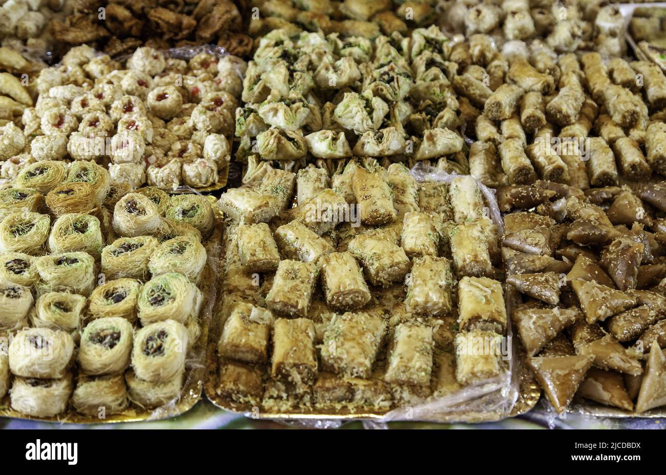 Détail de gâteaux artisanaux du Maroc, artisanat traditionnel, sucré Banque D'Images