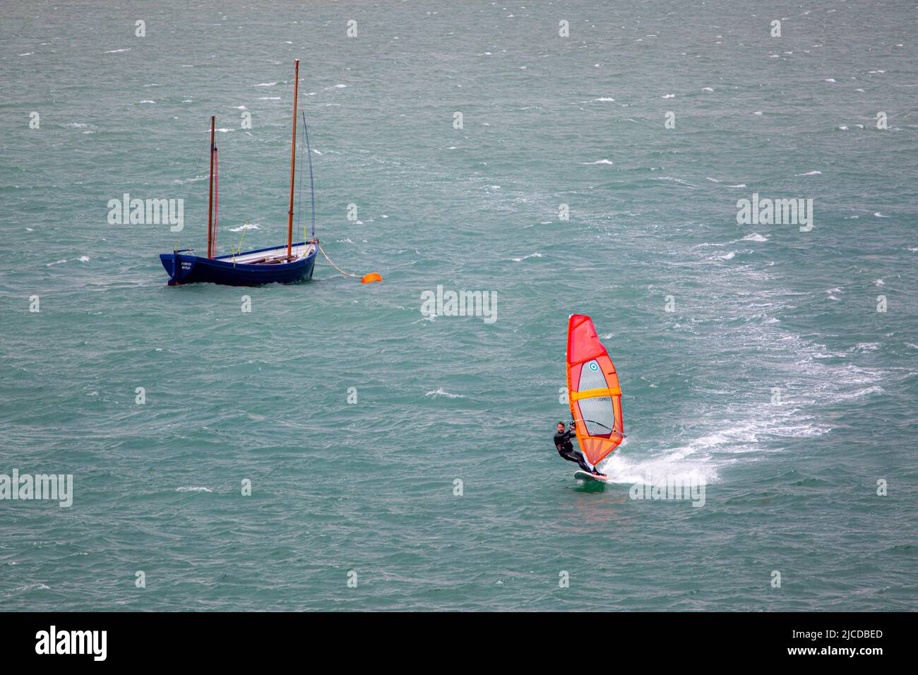 Wind Surfer à Aber Dyfi pays de Galles Banque D'Images