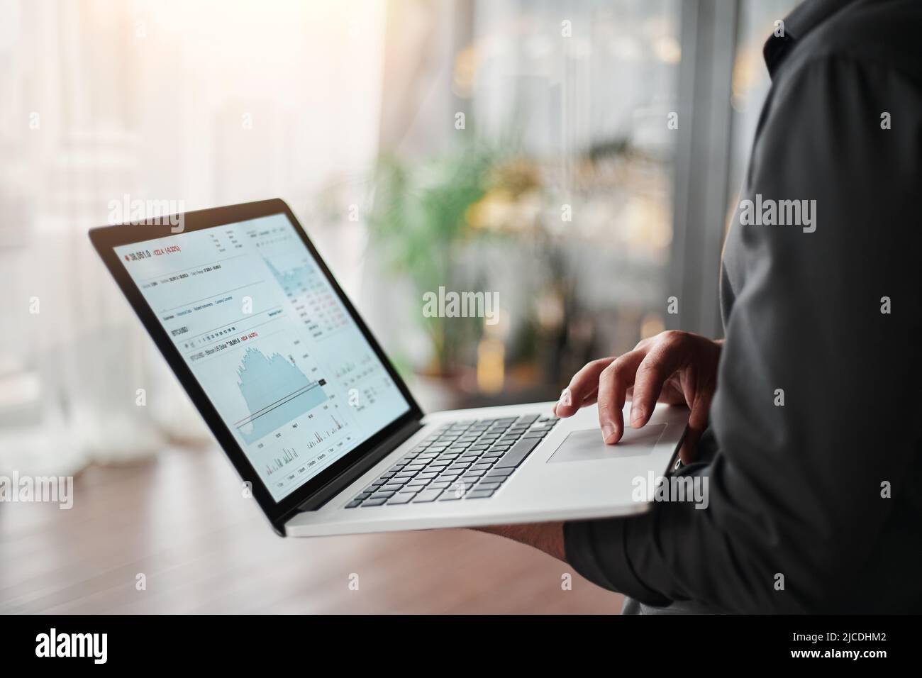 image rognée d'un homme d'affaires à l'aide d'un ordinateur portable. Banque D'Images