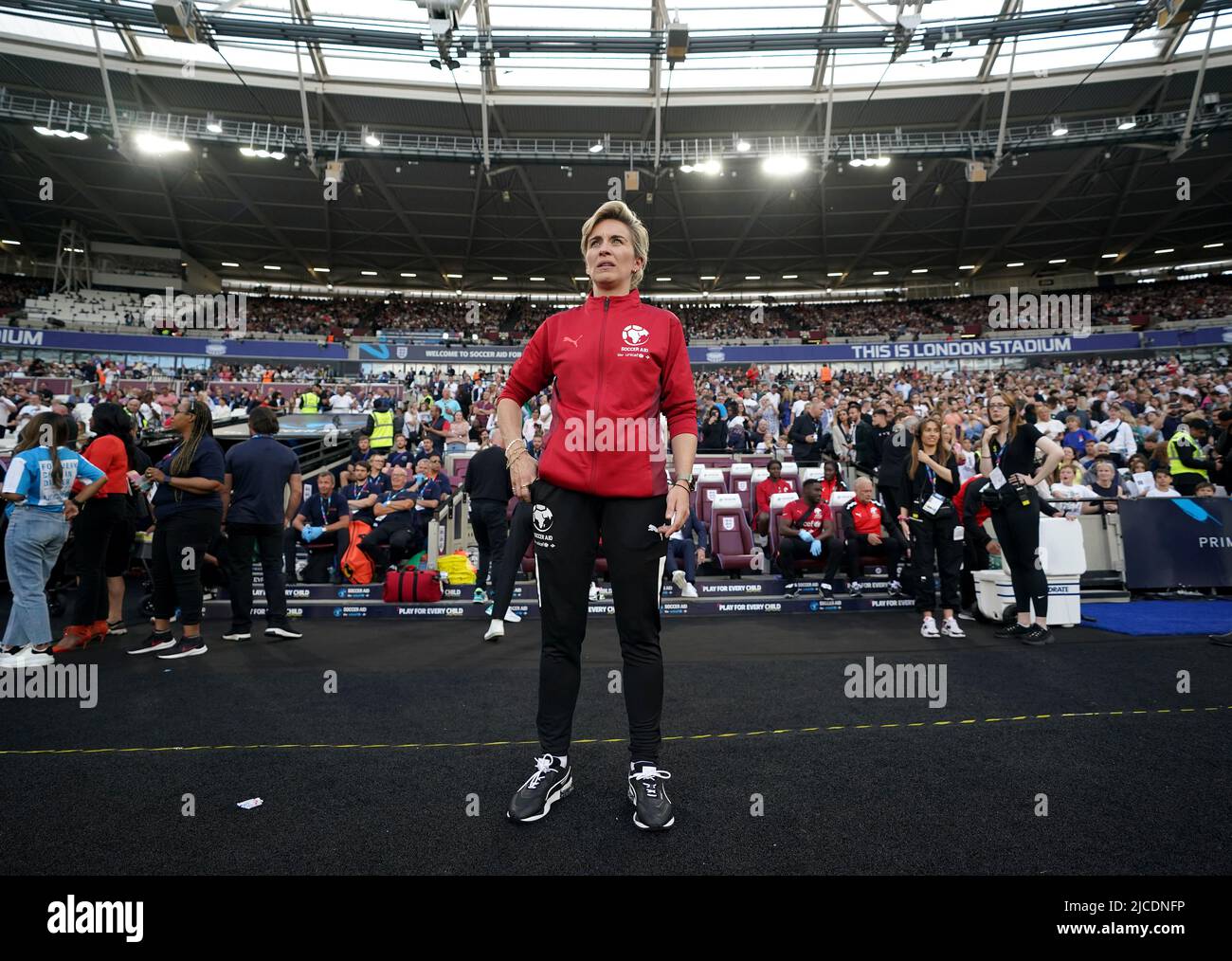Vicky McClure, codirectrice de l'Angleterre, avant le match de l'aide au football pour l'UNICEF au London Stadium, Londres. Date de la photo: Dimanche 12 juin 2022. Banque D'Images