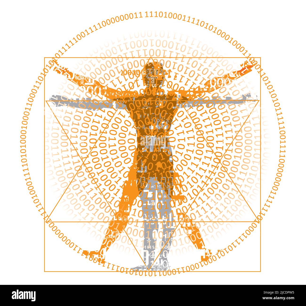 Homme vitruvien avec code binaire, variation moderne sur le célèbre symbole. Dessin stylisé de l'homme de vitruvian avec spirale de codes binaires.Vector disponible. Illustration de Vecteur Homme vitruvien avec code binaire, variation moderne sur le célèbre symbole. Dessin stylisé de l'homme de vitruvian avec spirale de codes binaires.Vector disponible. Illustration de Vecteur