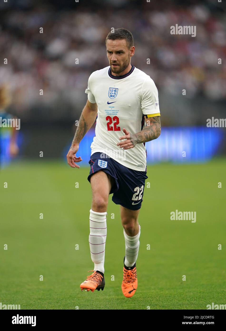 Le Liam Payne d'Angleterre pendant le match de football de l'UNICEF au London Stadium, Londres. Date de la photo: Dimanche 12 juin 2022. Banque D'Images