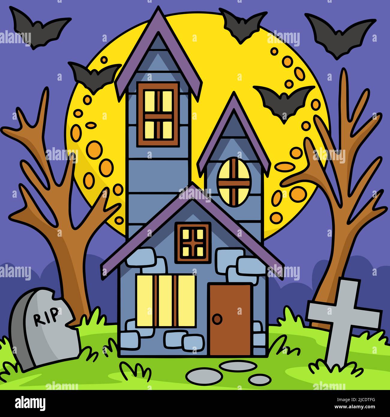 Dessin animé de couleur Halloween House hanté Image Vectorielle Stock -  Alamy