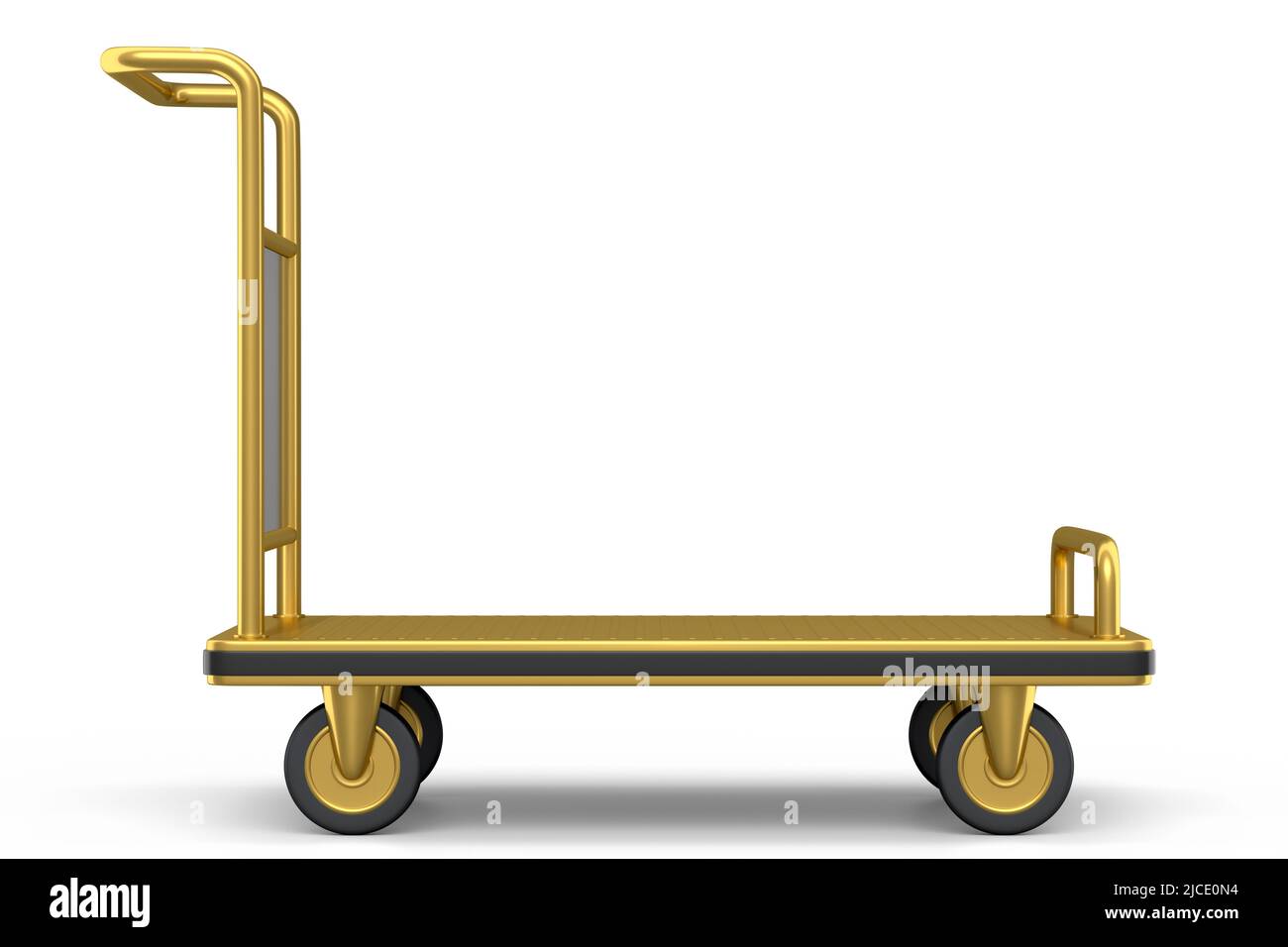 Côté chariot à bagages ou chariot à bagages de l'aéroport sur fond blanc. 3d rendre l'élément de service de l'hôtel sur les vacances Banque D'Images