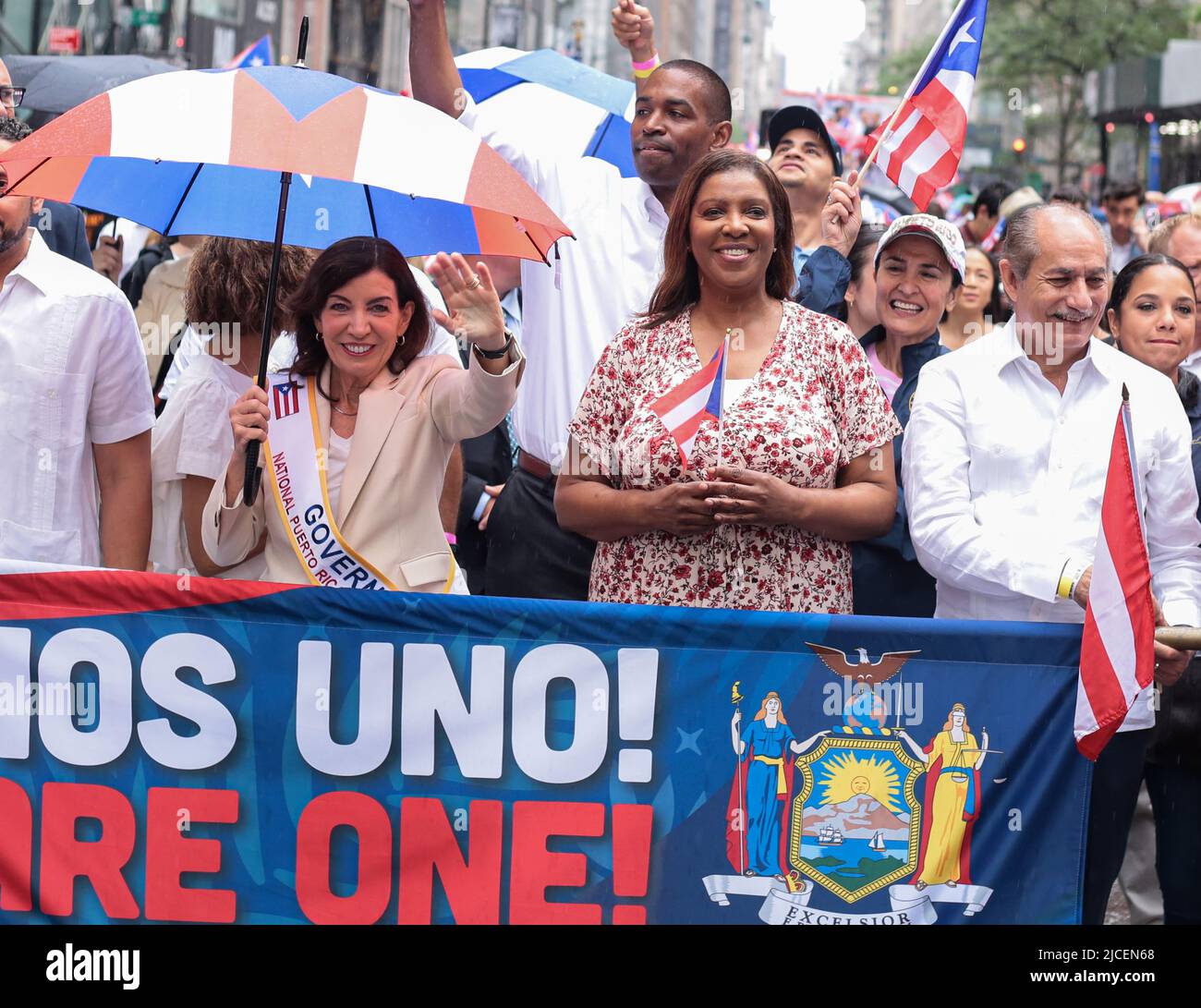 New York, New York - 12 juin 2022 : Procureur général, Letitia James à NYC défilé de la fête portoricaine sur 5th ave. À Manhattan. Banque D'Images