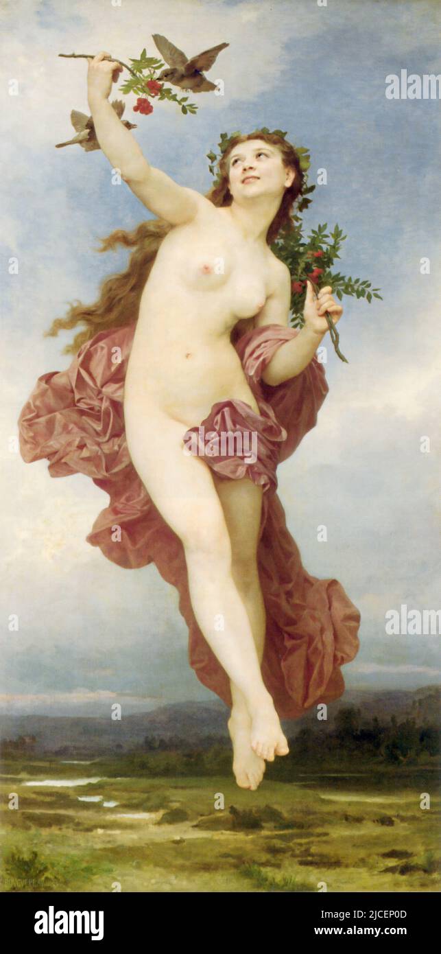 Portrait de Hemera (le jour) par William-Adolphe Bouguereau (1825-1905). . Dans la mythologie grecque, Hemera est le fils de Nyx (nuit) et d'Erebus (Ténèbres) et le frère d'Ether (lumière) Banque D'Images