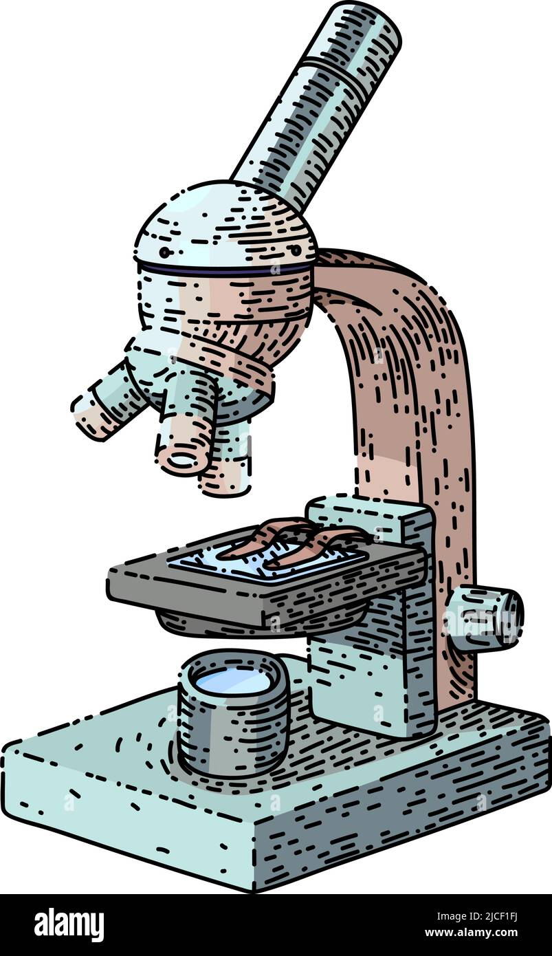 microscope de laboratoire dessin vectoriel à la main Illustration de Vecteur