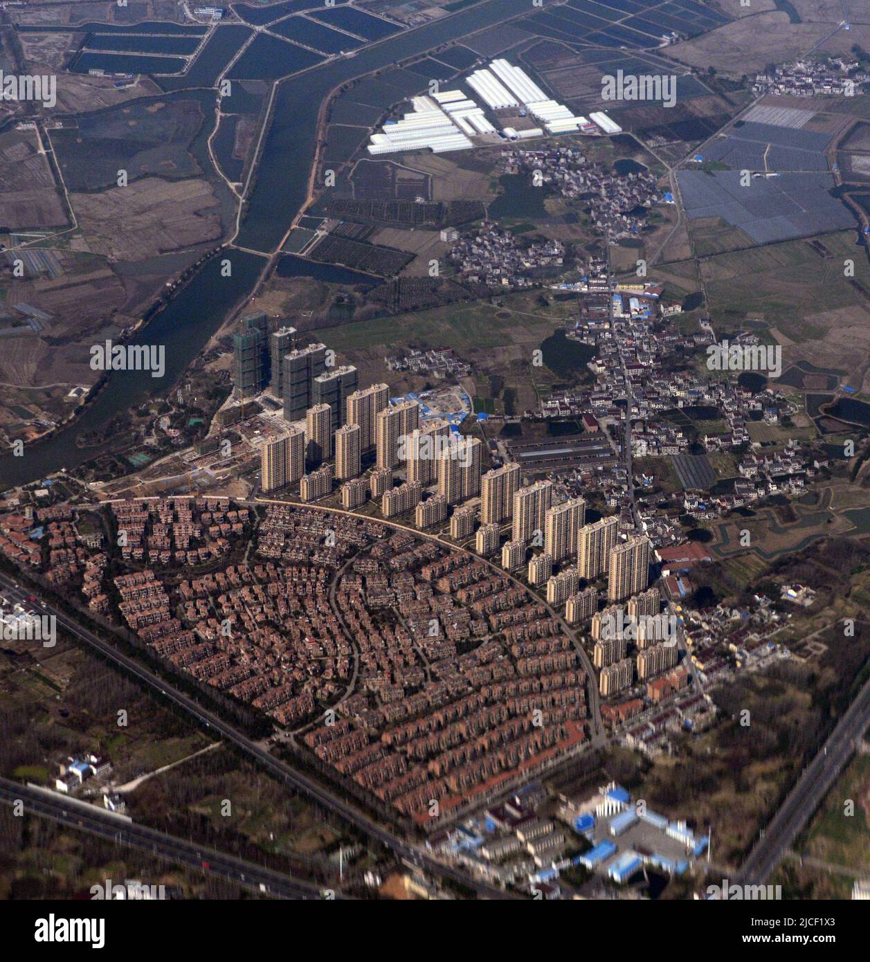 Vue aérienne d'une nouvelle ville en Chine orientale. Banque D'Images