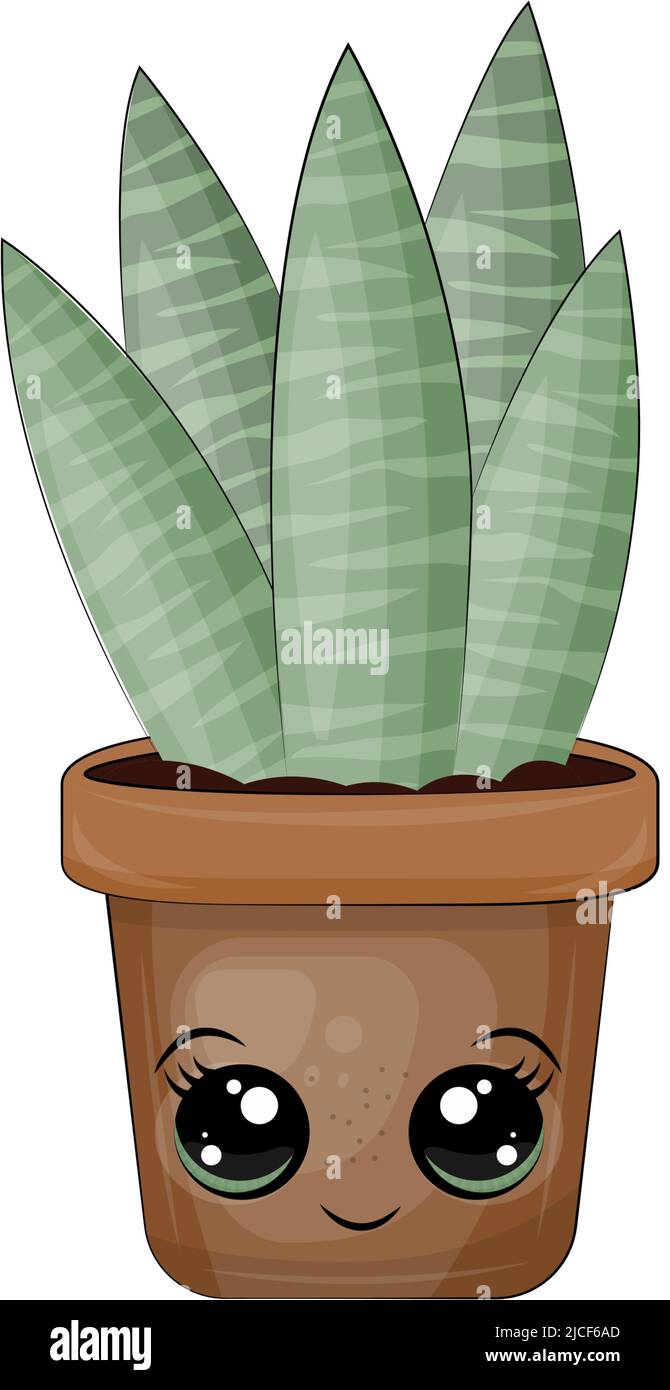 Cactus Clipart mignon isolé sur fond blanc. Drôle clip Art Cactus dans un pot. Illustration vectorielle d'un animal pour autocollants, douche de bébé Illustration de Vecteur