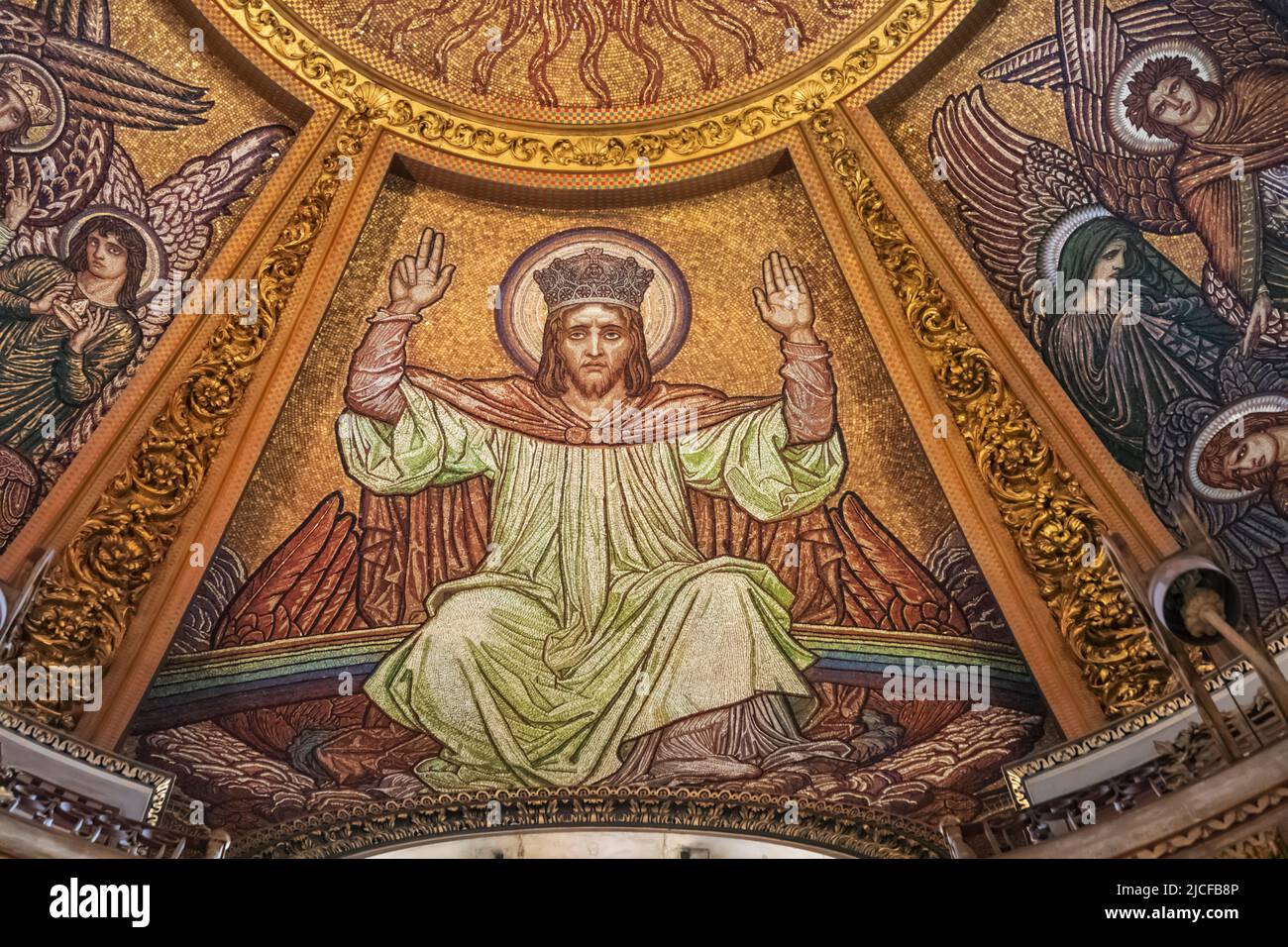 Angleterre, Londres, la cathédrale Saint-Paul, la chapelle américaine, la mosaïque représentant Jésus-Christ et les Anges Banque D'Images