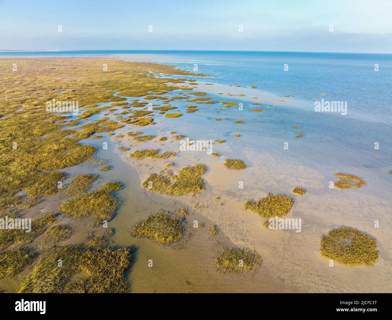 Baie de Vey Normandie marais salants photo aérienne Banque D'Images