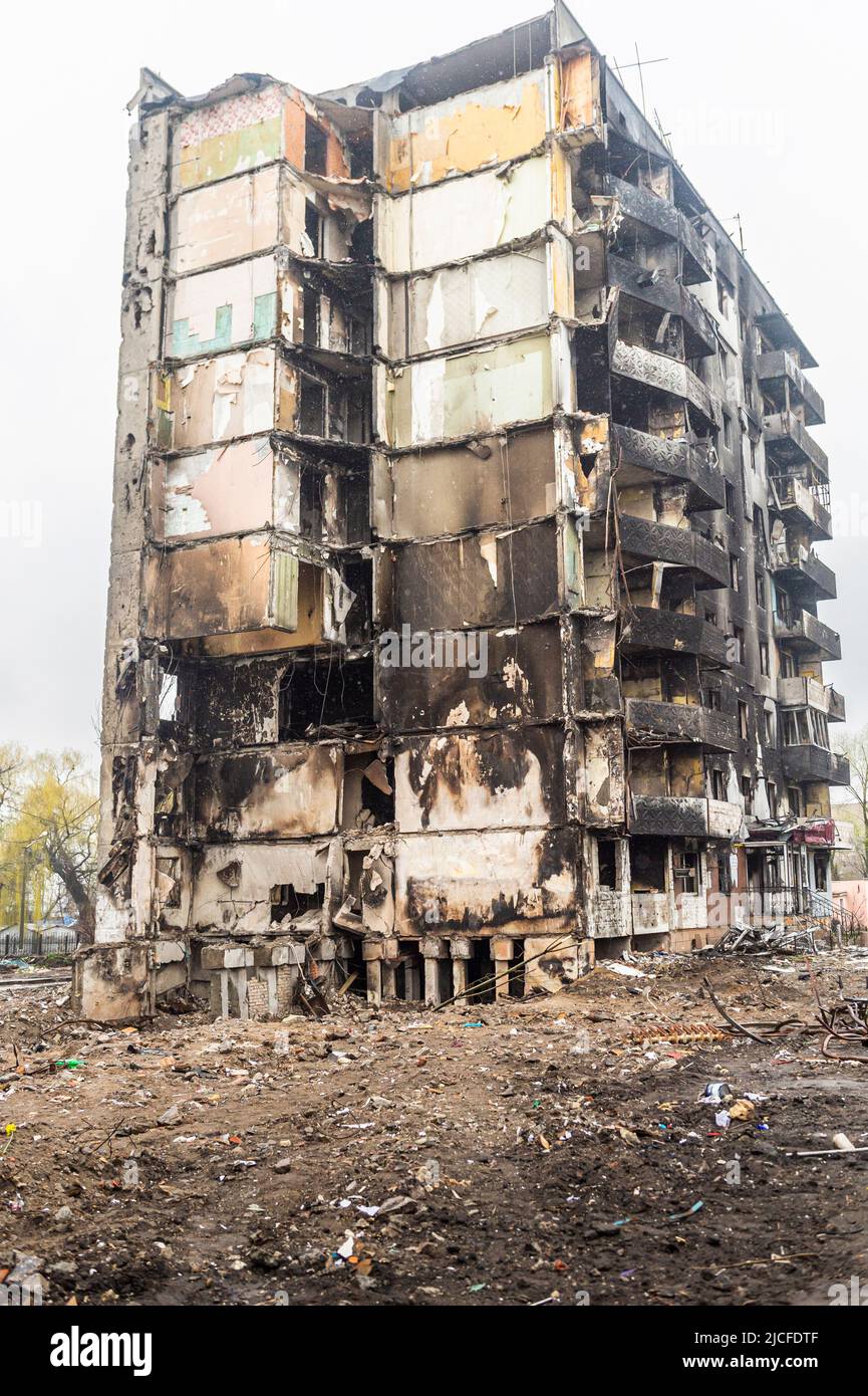 Maisons détruites à Borodianka Banque D'Images