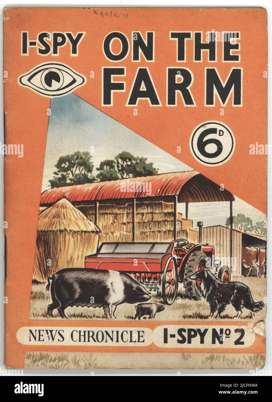 Couverture en couleur du livre I-Spy on the Farm (I-Spy No 2, 1956), publié par News Chronicle, Londres, Royaume-Uni. Jeu d'observation et de recodage pour enfants. Banque D'Images