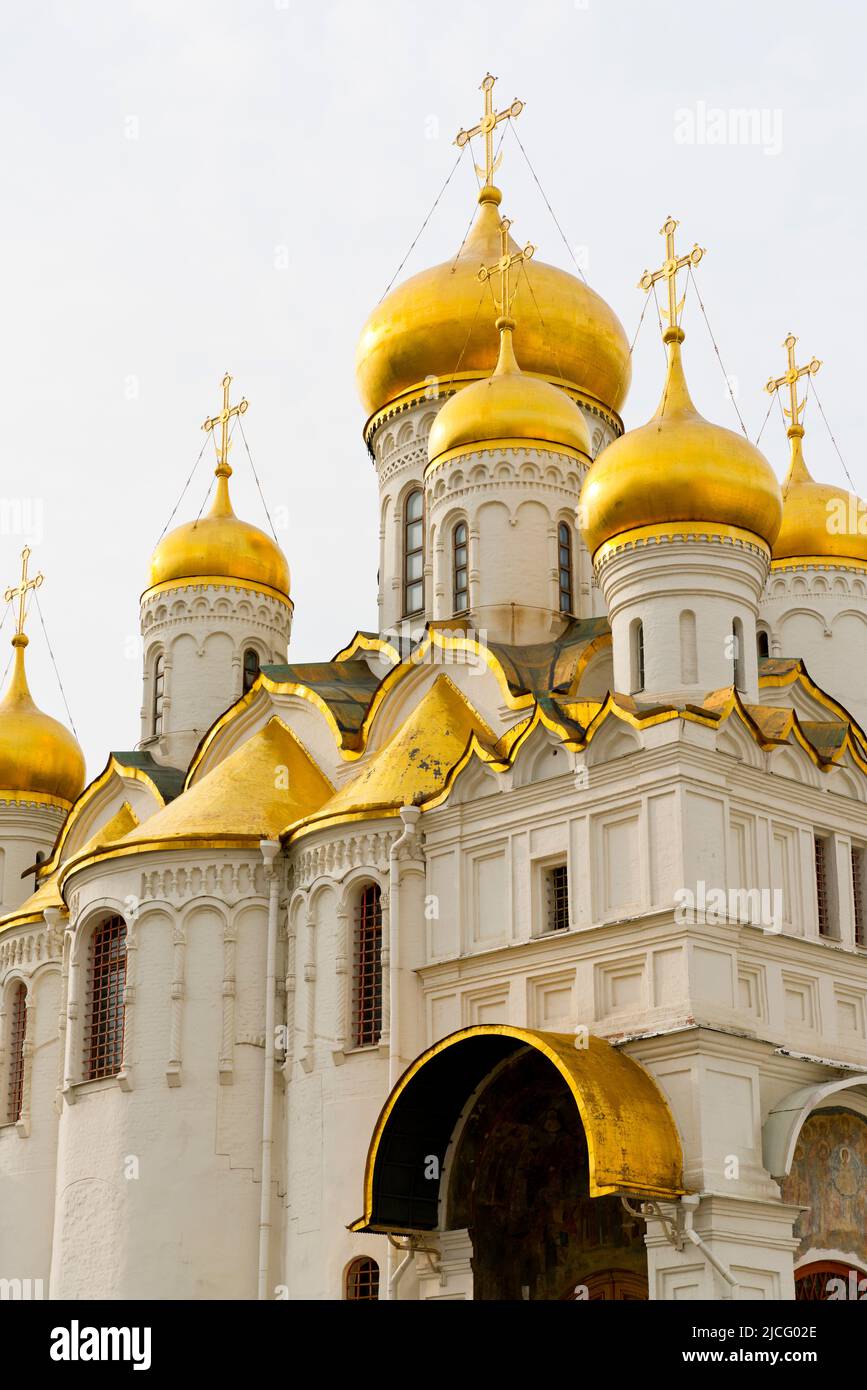 Les dômes de la Cathédrale d'Annonciation, le Kremlin, Moscou, Russie Banque D'Images